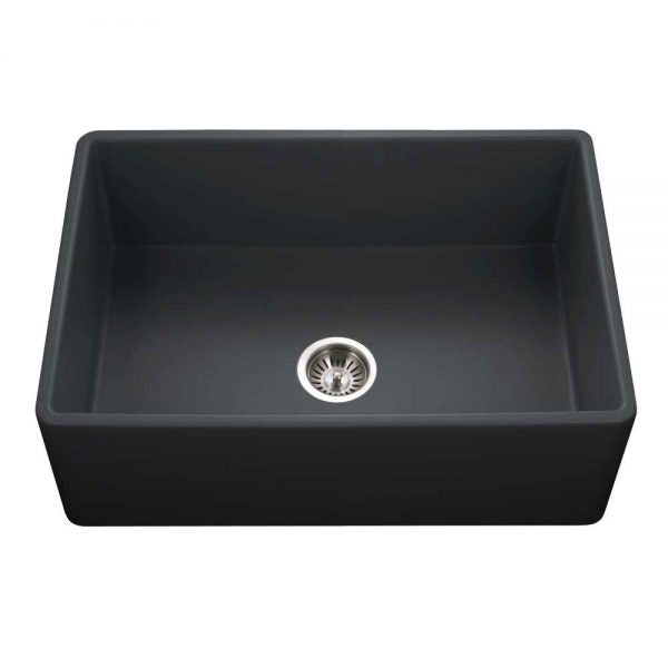 Hamat CHE 3020SA MB Matte Black Apron Front Fireclay Single Bowl Kitchen Sink - Durable Farmhouse Sink for Modern & Rustic Kitchens, Perfect for Cooking & Cleaning
