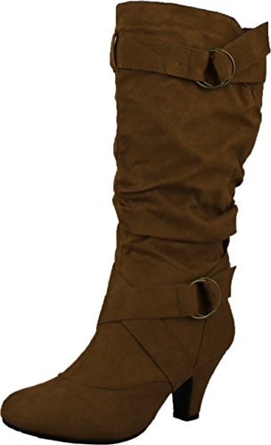 CC Maggie-38 Women's Knee High Kitty Heel Boots with Wide Shaft - Stylish & Comfortable for Office, Party & Night Out