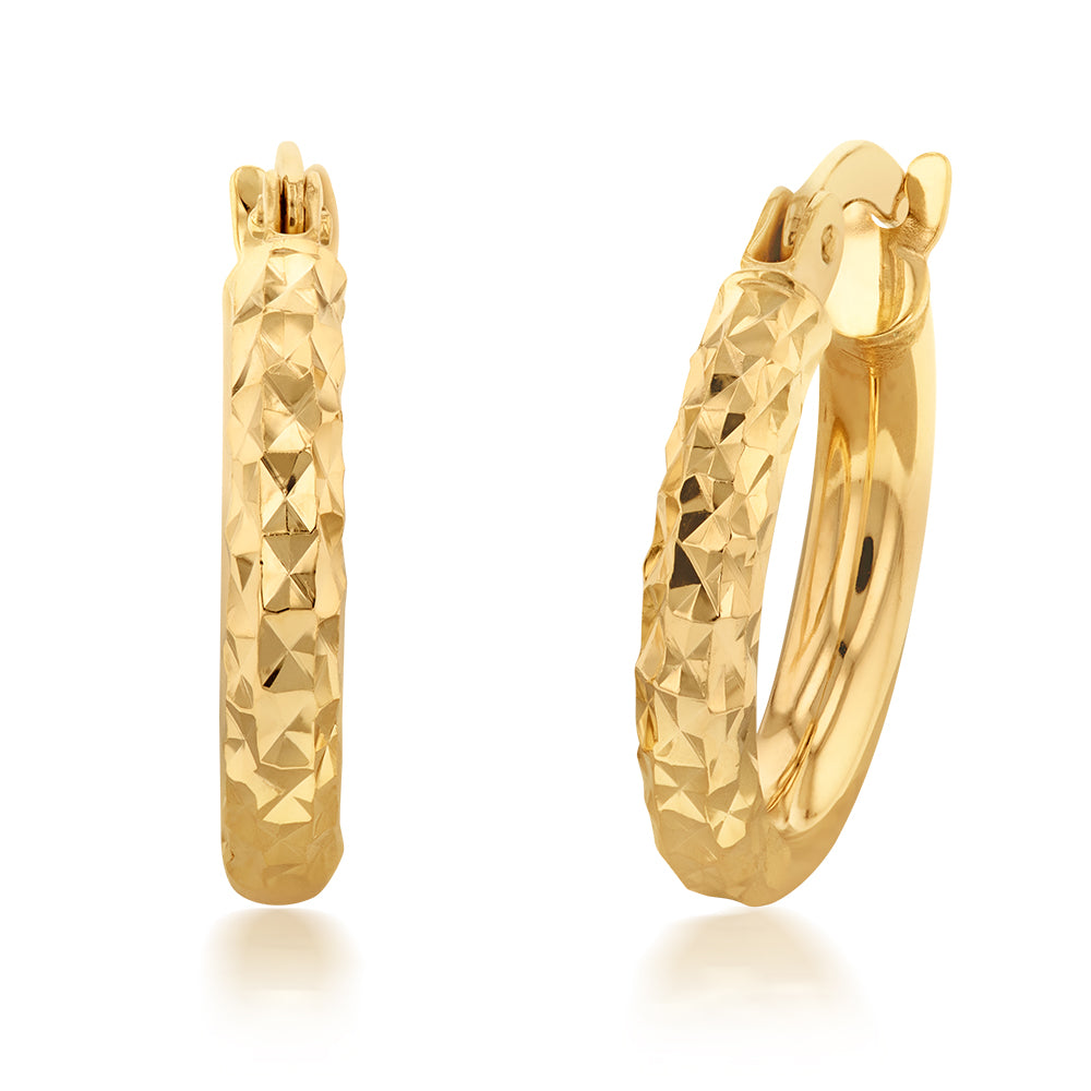 9ct Silver Filled Yellow Gold Fancy Hoop Earrings for Women - Elegant Dangle Hoops for Parties, Weddings & Everyday Wear