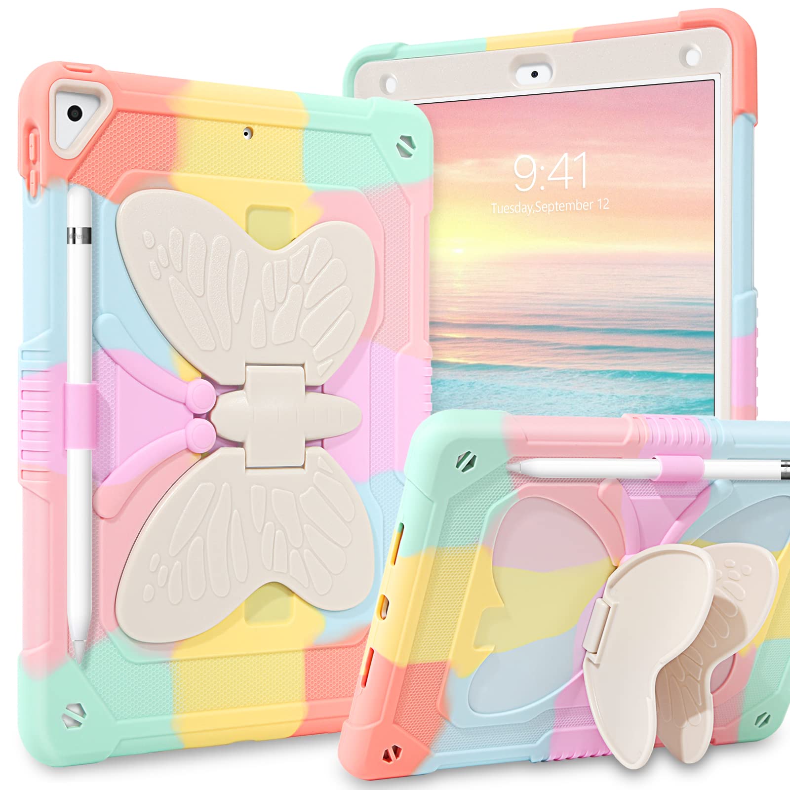 GUAGUA Shockproof iPad Case for iPad Air 2/6th/5th Gen & iPad Pro 9.7 - 2-in-1 Rugged Protective Cover with Kickstand & Pen Holder | Anti-Scratch Durable Design | Perfect for Work, Travel & Outdoor Use
