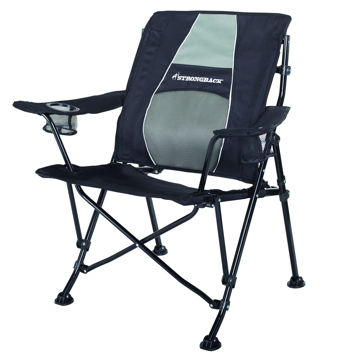 STRONGBACK Guru Heavy Duty Camping Chair - Portable Folding Outdoor Chair with Lumbar Support for Back Pain Relief - Perfect for Camping, Hiking, Beach, Picnics, and Backyard Relaxation