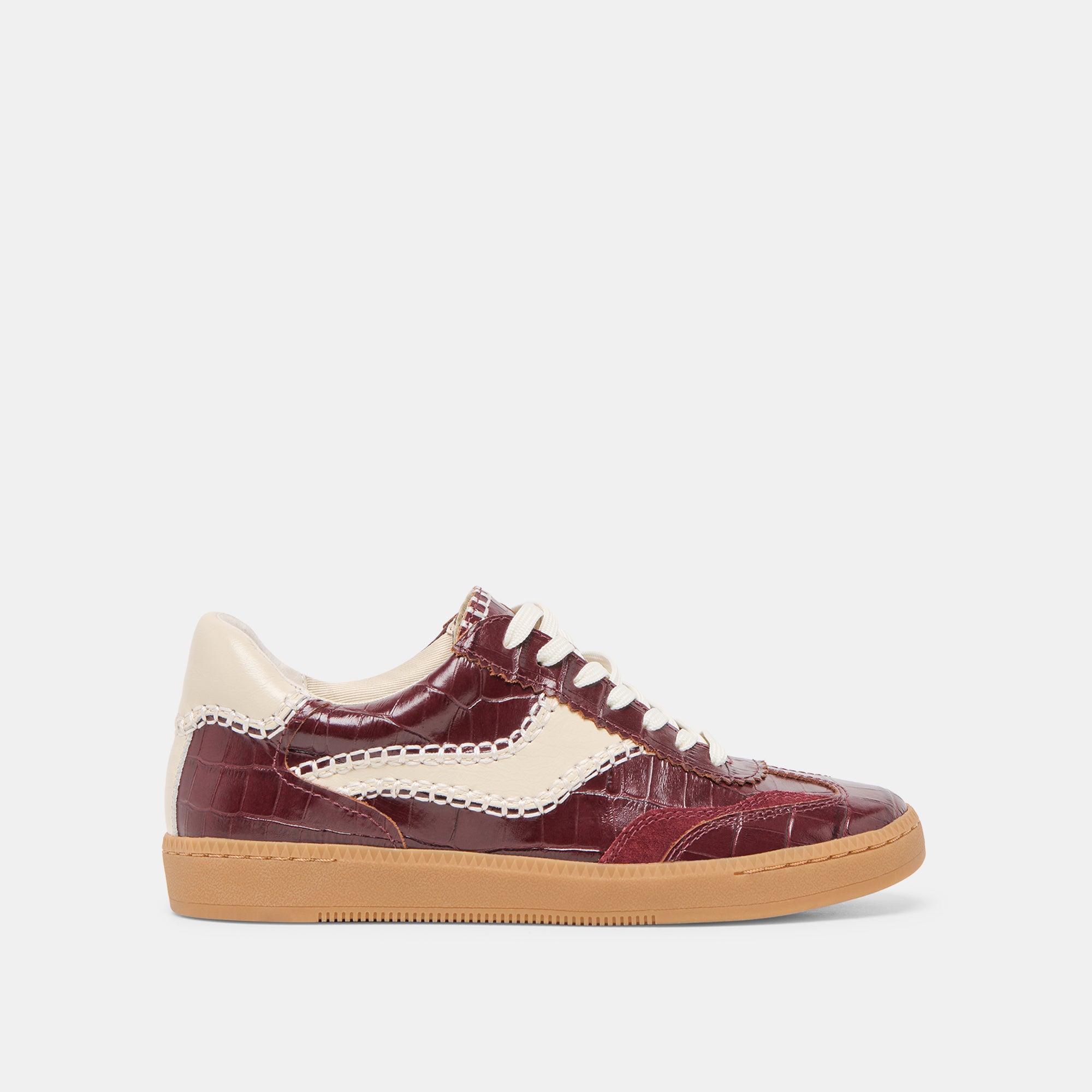 Stylish Stitch Sneakers in Oxblood - Crocodile Embossed Leather for Men & Women | Perfect for Casual Wear, Street Fashion & Everyday Comfort
