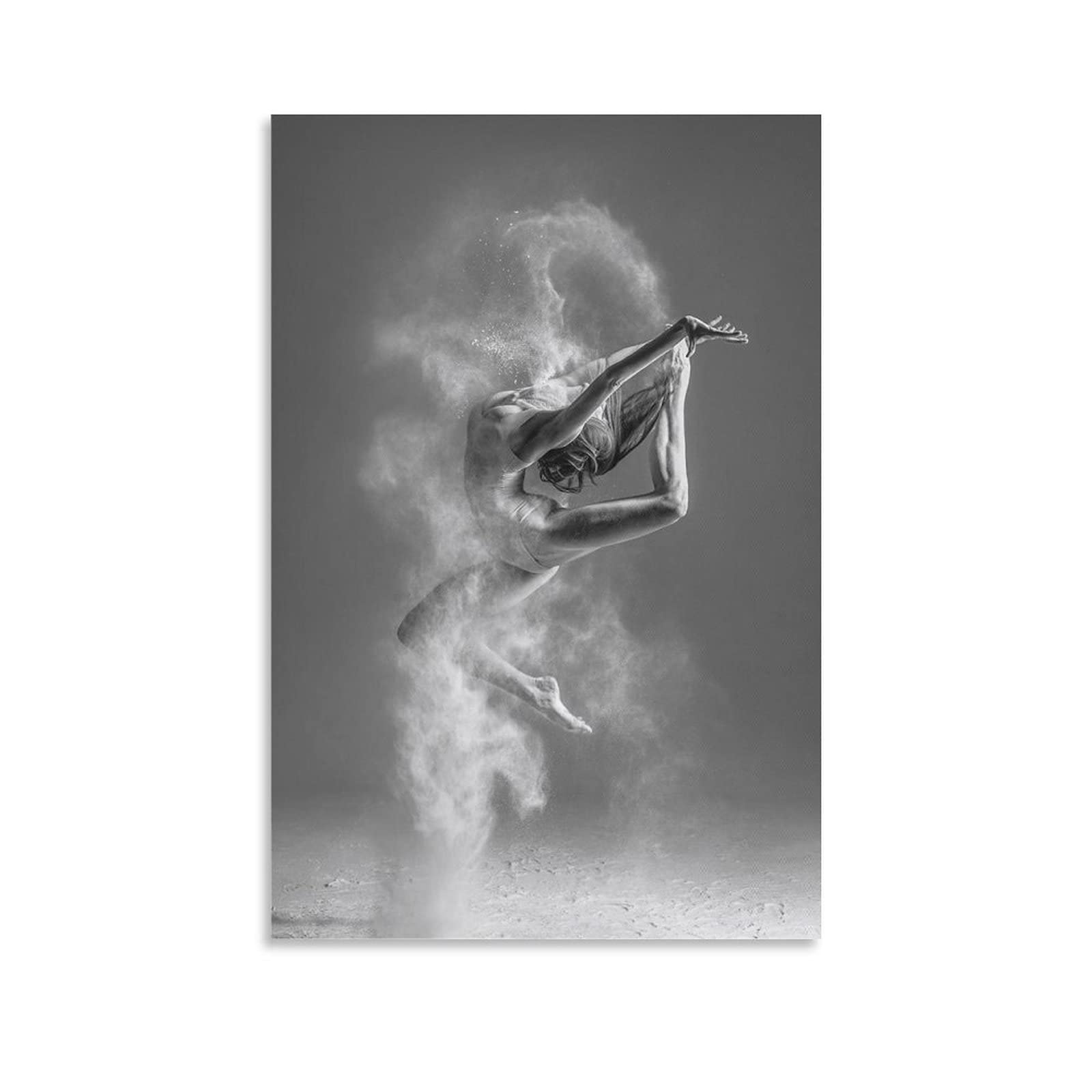 Rucatto Gymnast Ballerina Wall Art - Black & White Aesthetic Canvas Painting Poster for Living Room & Bedroom Decor - 12x18 inches (30x45cm) - Perfect for Dance Studios, Ballet Themed Rooms & Sports Lover Gifts