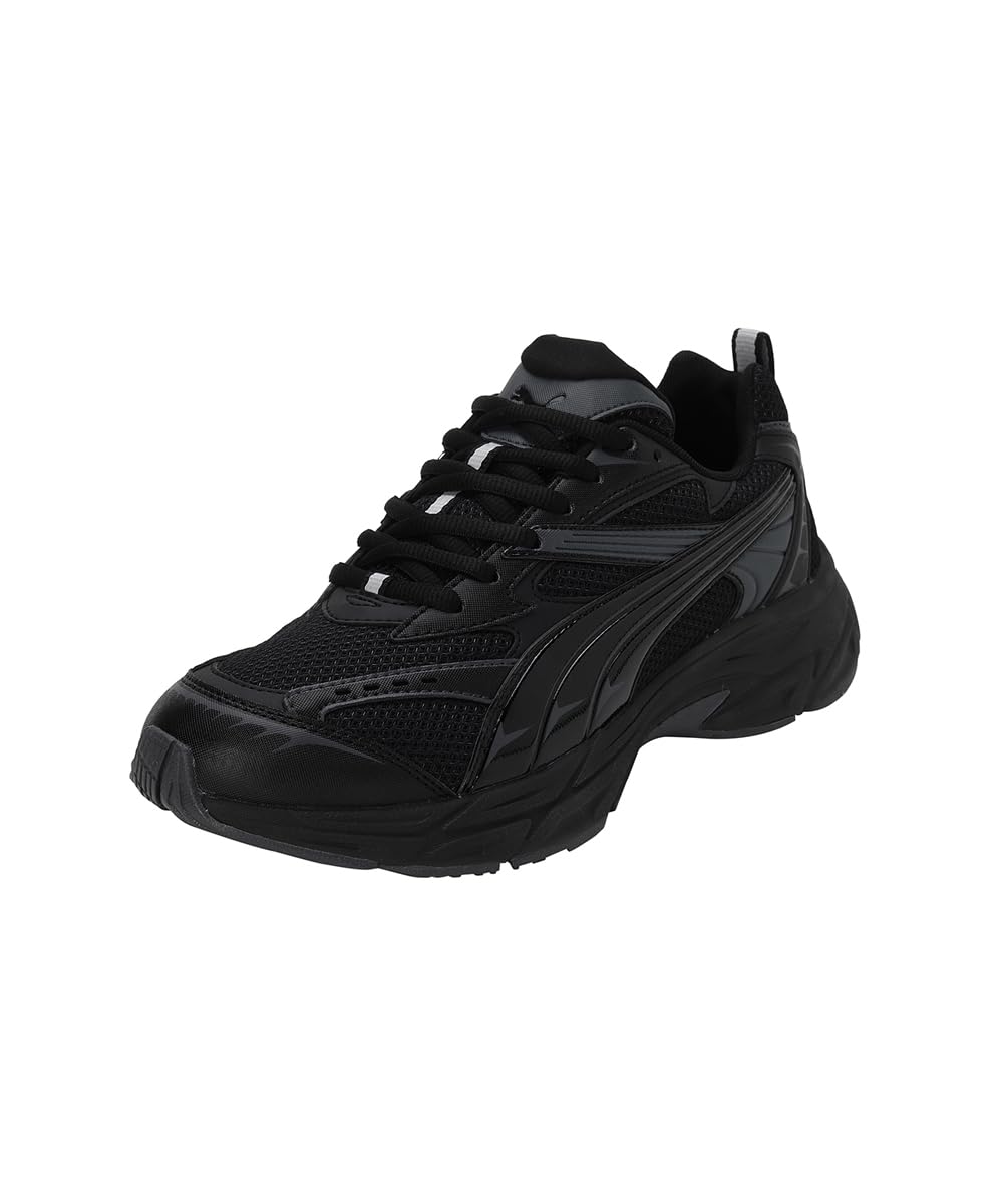 PUMA Morphic Base Black Running Shoes for Men - US 7.5 | Lightweight Comfortable Sneakers for Gym, Workout & Daily Wear
