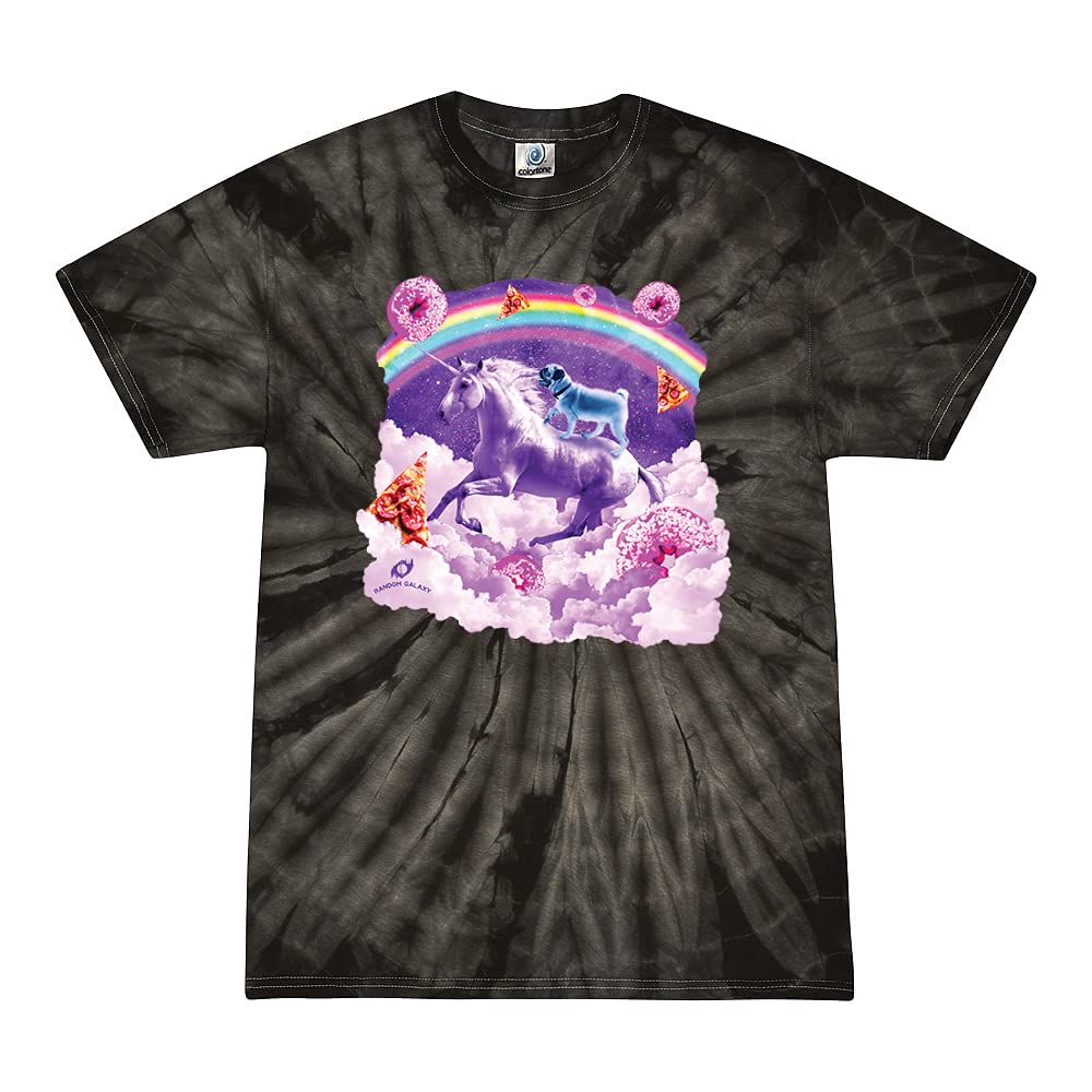 Rainbow Unicorn & Pug Tie-Dye T-Shirt - Cute Donut & Pizza Animal Lover Graphic Tee - Perfect for Casual Wear, Birthday Gifts & Festival Outfits