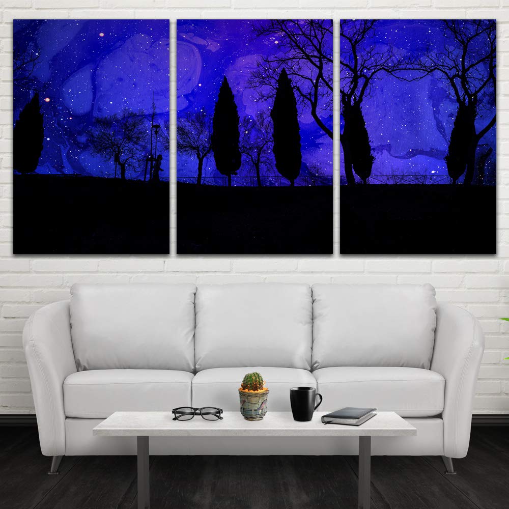 Wall26 3-Panel Starry Night Galaxy Canvas Wall Art - 24x36 Inch Framed Space Painting for Bedroom, Living Room & Office Decor - Perfect for Home, Dorm & Gift Giving
