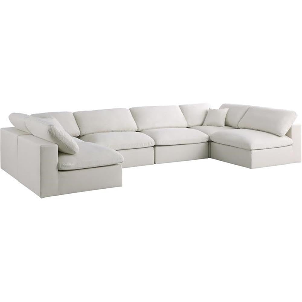 MAKLAINE Modern Cream Velvet Modular Sectional Sofa - Contemporary Living Room Furniture for Small Spaces & Apartments