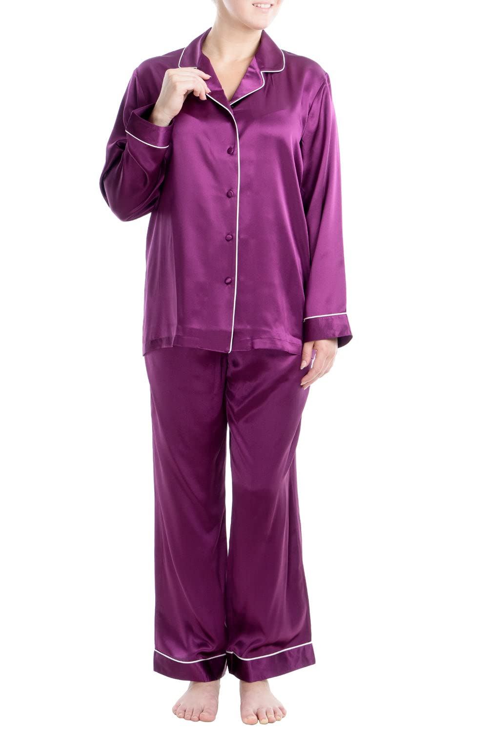 OSCAR ROSSA Women's 100% Pure Silk Pajama Set - Luxury Sleepwear for Women - Soft & Breathable Nightwear for Relaxation, Spa Days & Romantic Getaways