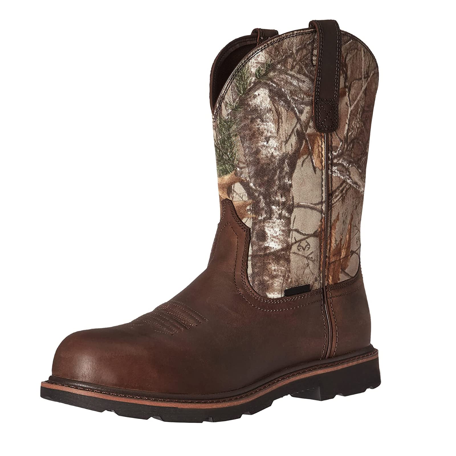 Men's Leather Pull-On Work Boots - Industrial & Construction Safety Boots with Round Toe for Western Workwear | Durable for Job Sites, Ranch Work & Outdoor Labor