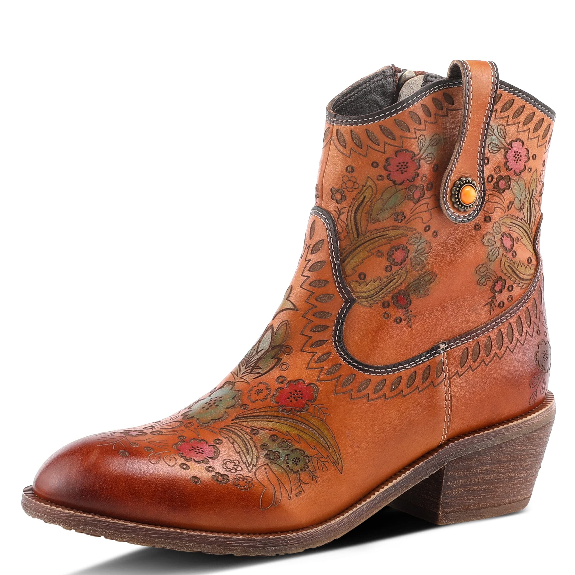 Spring Step L'Artiste Women's Western Ankle Boots - Comfortable Zip-Up Cowgirl Boots for Outdoor Walking, Country Music Festivals & Casual Wear