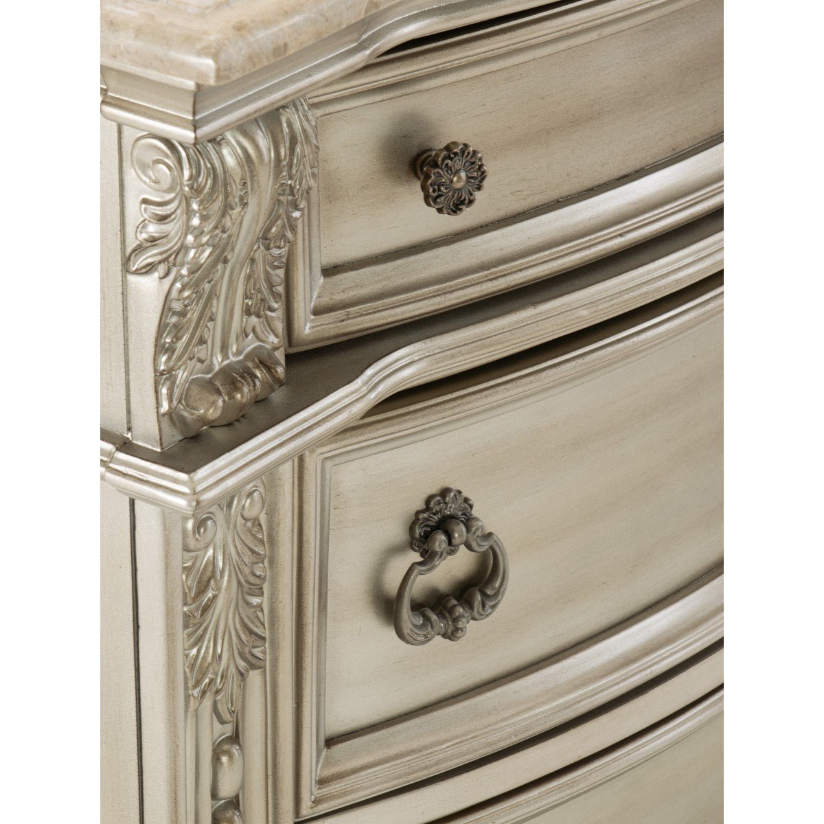 Elegant Cavalier Silver Nightstand - Modern Bedside Table with Storage for Bedroom, Living Room & Guest Room