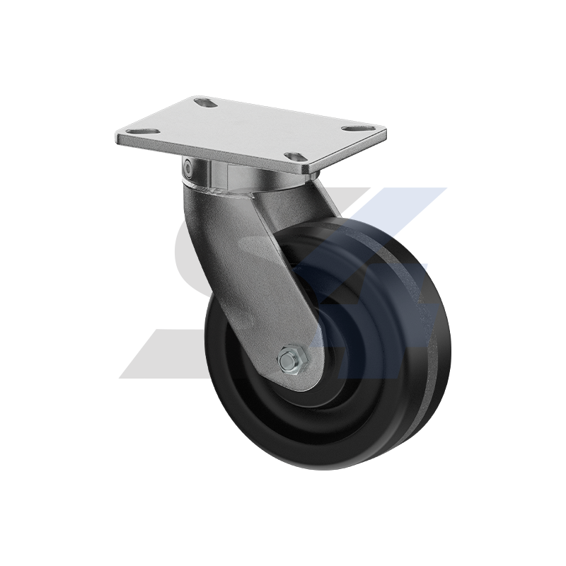 8 x 3 Inch Zinc Alloy Kingpinless Swivel Caster with Top Plate Mount - Heavy Duty Industrial Casters for Carts, Workbenches, and Machinery (Model C014.282)