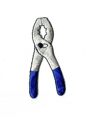 Blue Pliers Embroidered Iron-On Patch for DIY Crafts, Jackets, Backpacks & Denim - Durable Sew-On Badge for Clothing Customization