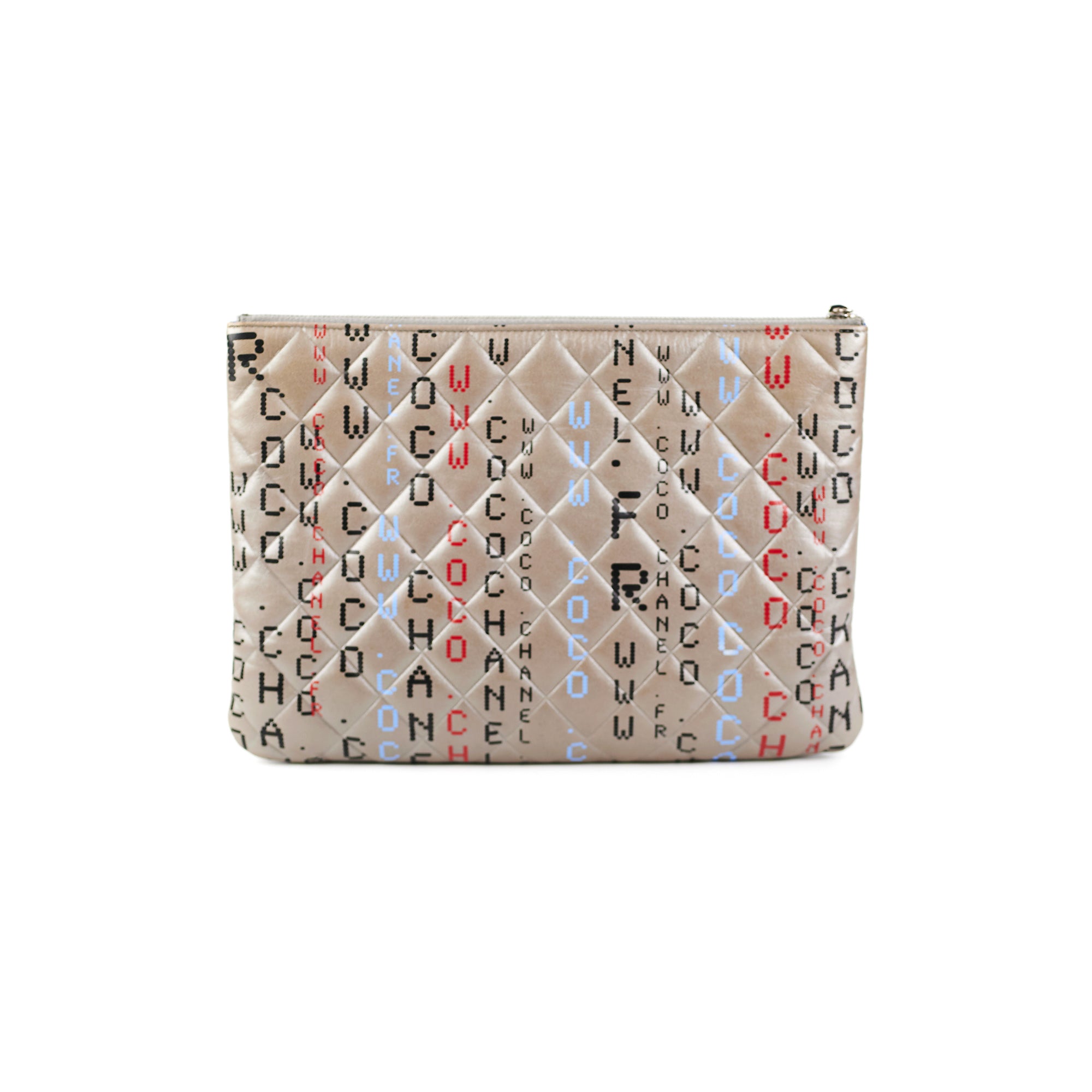 Chanel Medium O Logo Grey Pouch - Luxury Designer Cosmetic Bag for Women | Perfect for Makeup, Travel & Everyday Essentials