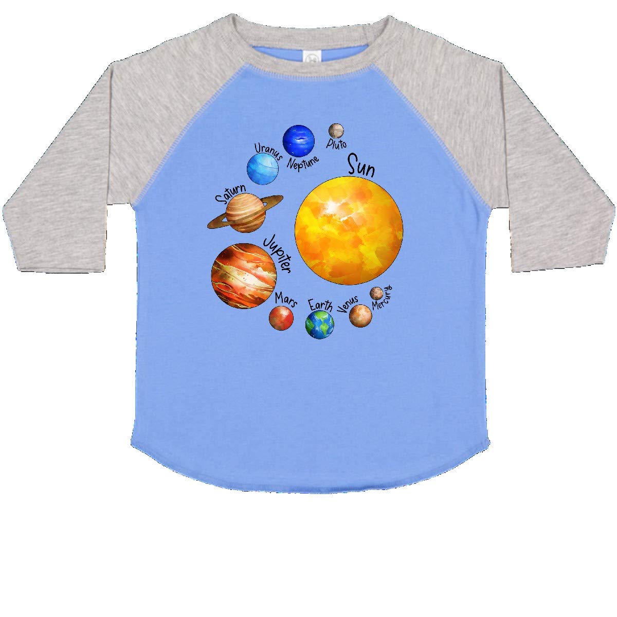Inktastic Sun and Planets - Yes, and Pluto Toddler T-Shirt | Cute Space Theme Cotton Tee for Boys & Girls | Perfect for School, Playdates & Astronomy Lovers
