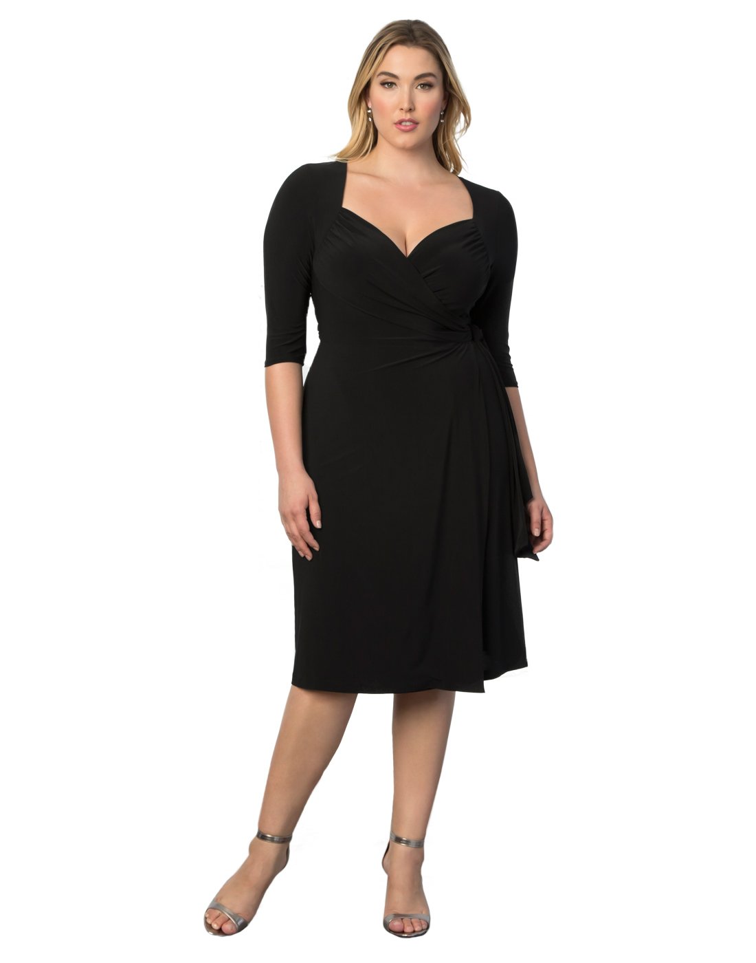 Kiyonna Women's Plus Size Sweetheart Knit Wrap Dress - Flattering Casual & Formal Wrap Dress for Curvy Women | Perfect for Date Nights, Weddings & Office Wear