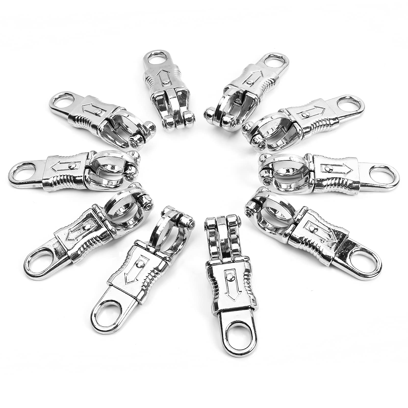 10-Pack Nickel Plated Quick Release Panic Snaps for Paracord & Get Back Whips - Heavy Duty Fixed-Eye Emergency Safety Clips for Outdoor Survival, Camping, Hiking and EDC Gear