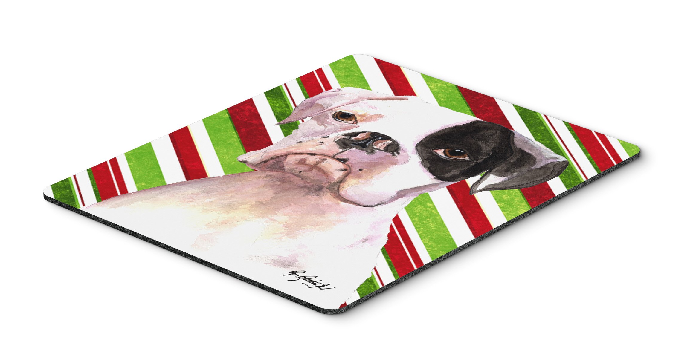 Caroline's Treasures RDR3002MP White Boxer Cooper Mouse Pad - Large Washable Desk Mat for Home Office, Gaming & Work Computers | Non-Slip Laptop Mousepad, Hot Pad & Trivet for Kitchen Use