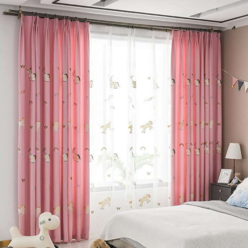 Remy Unicorn Embroidered Pink Curtains for Kids Bedroom - Magical Decor for Girls' Room & Nursery | Perfect for Birthday Gifts & Fantasy Themed Bedrooms