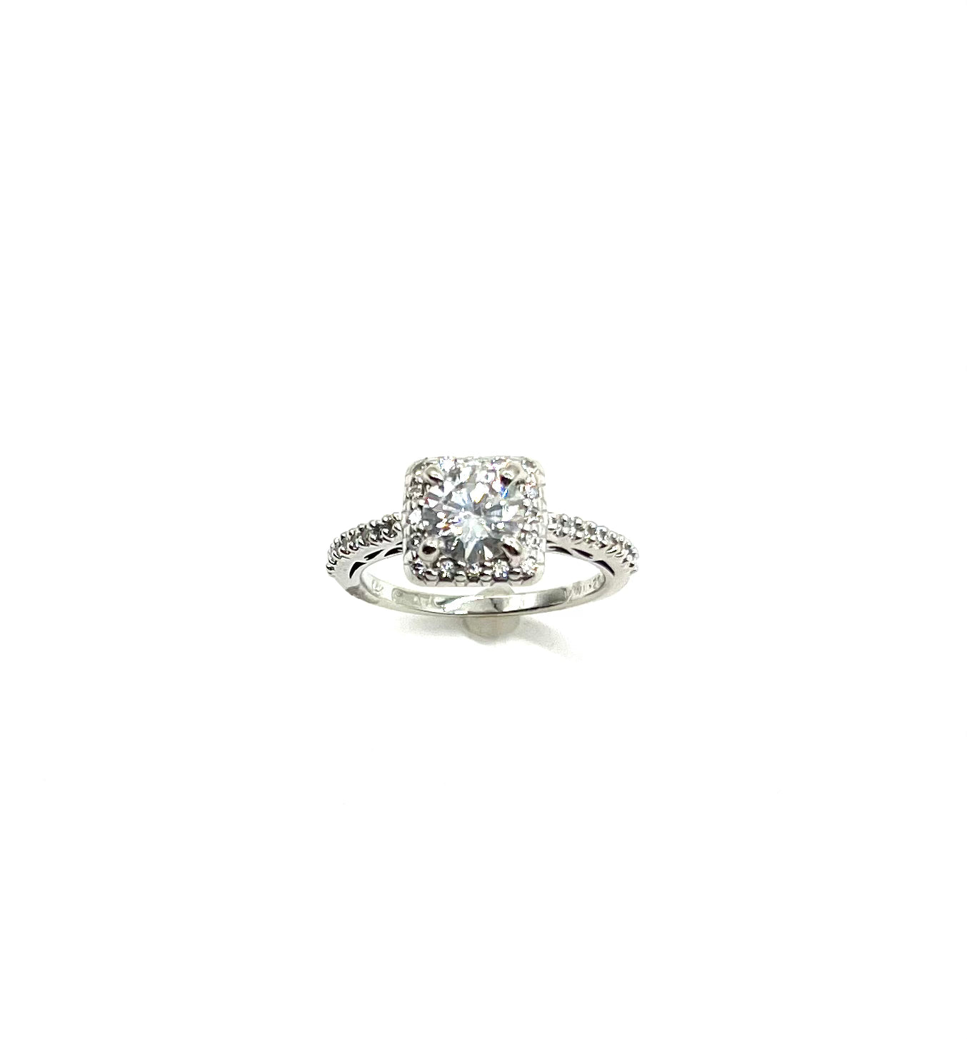 1.10 Carat Total Weight (CTW) Diamond Square Halo Engagement Ring - 14K White Gold Wedding Band for Women, Perfect for Proposals, Anniversaries & Special Occasions