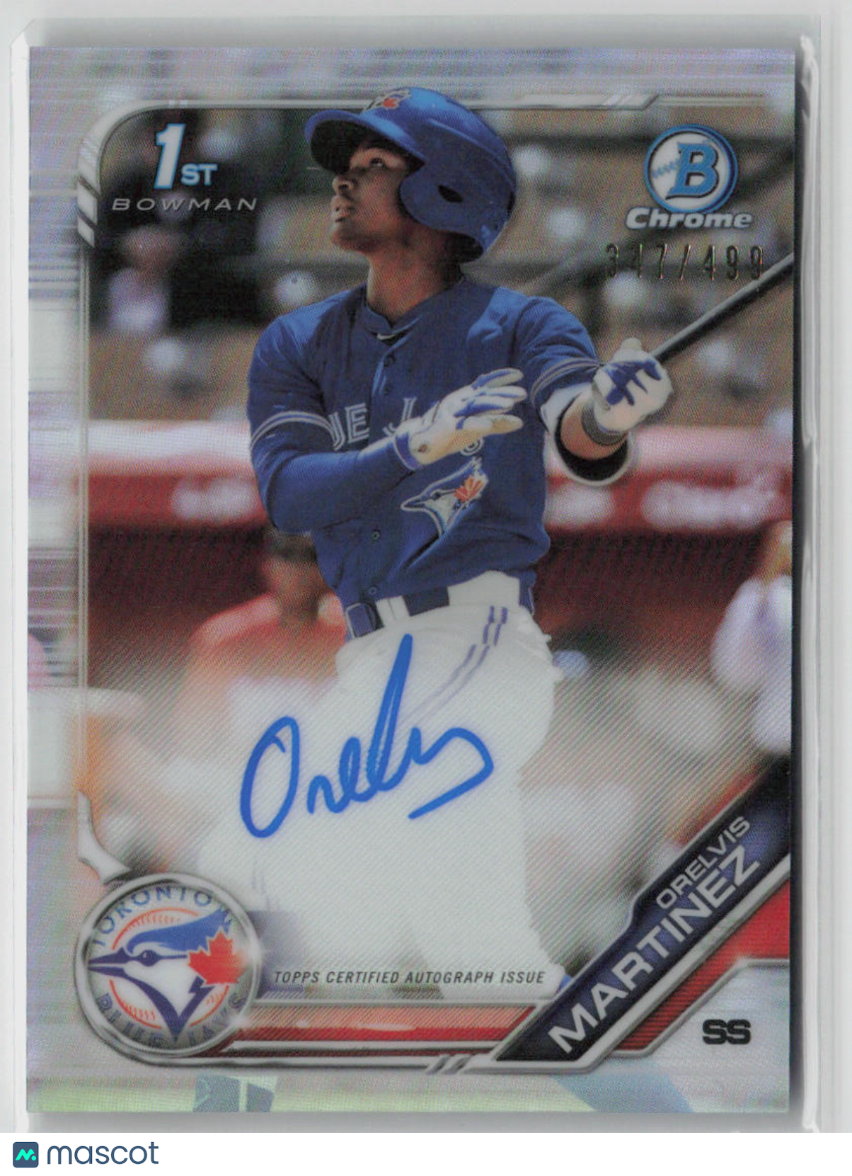 2019 Bowman Chrome Orelvis Martinez #CPA-OM Refractor Autograph Rookie Card 347/499 - Baseball Trading Card for Collectors & Investors | Perfect for MLB Memorabilia Collections & Sports Card Shows