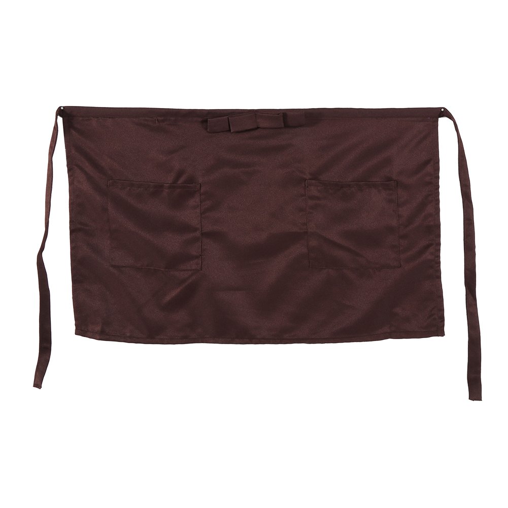 Joyzan Unisex Kitchen Aprons with Pocket, Waist Bowknot Design & Reinforced Seams - Durable Half Aprons for Cooking, Crafting, BBQ, Drawing, Outdoor Activities & Restaurant Use (Brown)