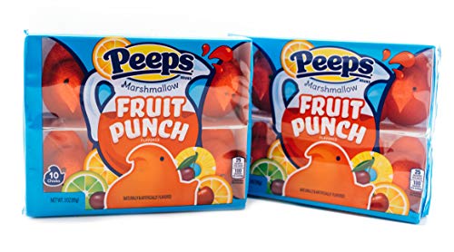 Fruit Punch Flavored Marshmallow Peeps - 2 Packs of 10 - Gluten Free Easter Candy - Old Fashioned Marshmallow Chicks - Retro Snacks for Easter Baskets, Party Favors, and Edible Decorations - Perfect for Holiday Celebrations and Sweet Treats
