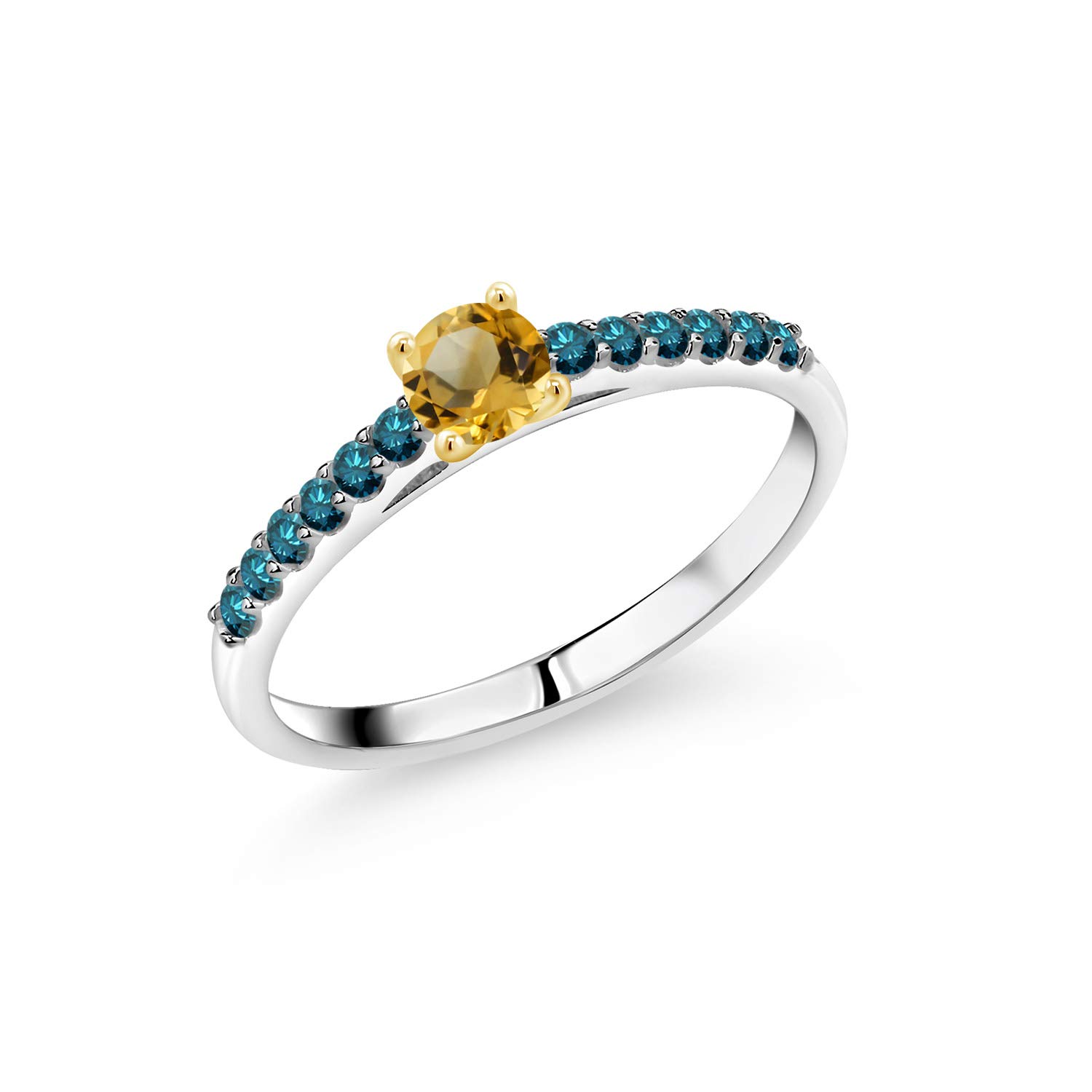 0.46 Ct Citrine Diamond Ring in 10K Gold for Elegant Occasions