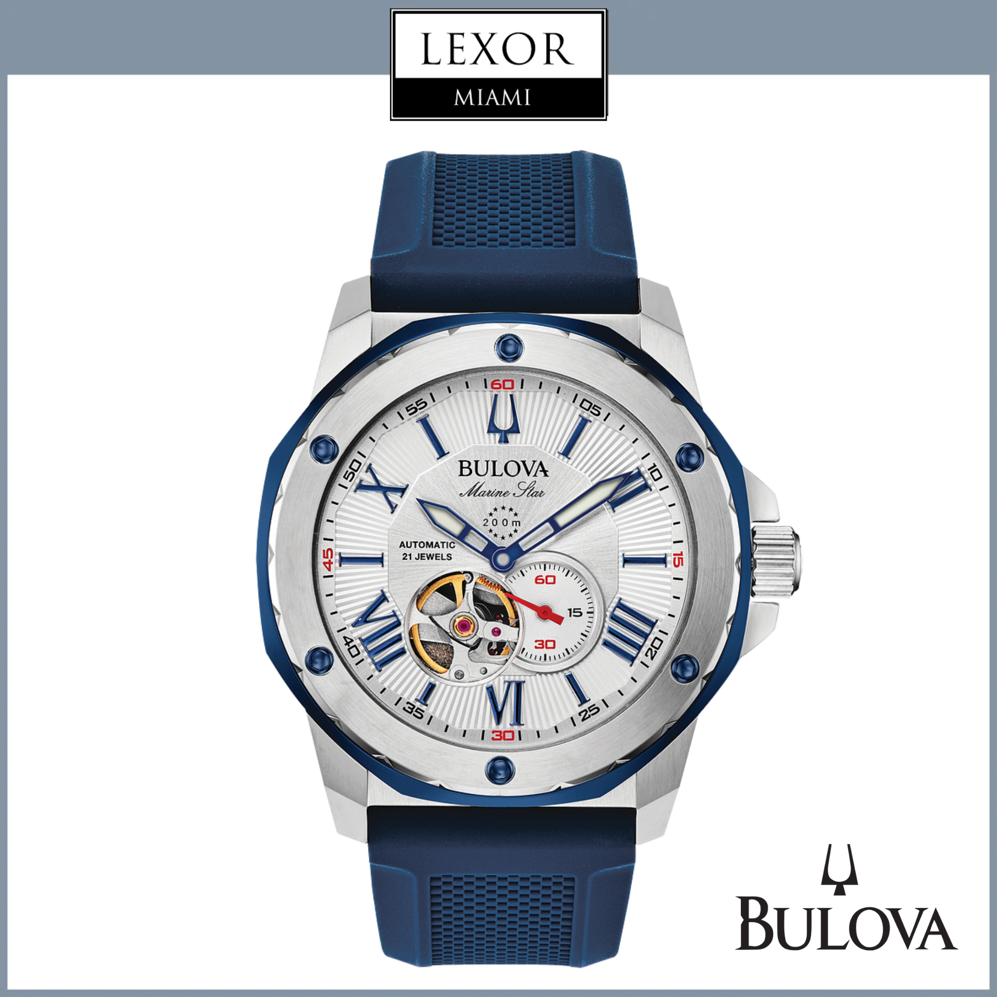 Bulova 98A225 Marine Star Men's Stainless Steel Chronograph Watch - Waterproof Diver Watch for Swimming, Sailing & Outdoor Adventures