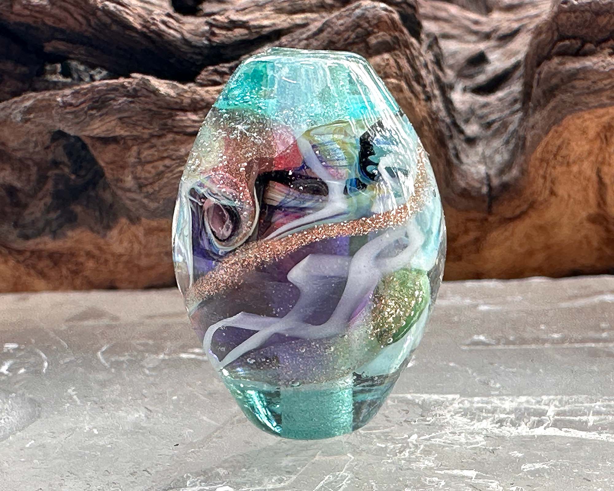 Handmade Teal Elegance Lampwork Glass Focal Bead - SRA Certified Artisan Jewelry Bead for Necklace Making, Bracelet Design & DIY Craft Projects