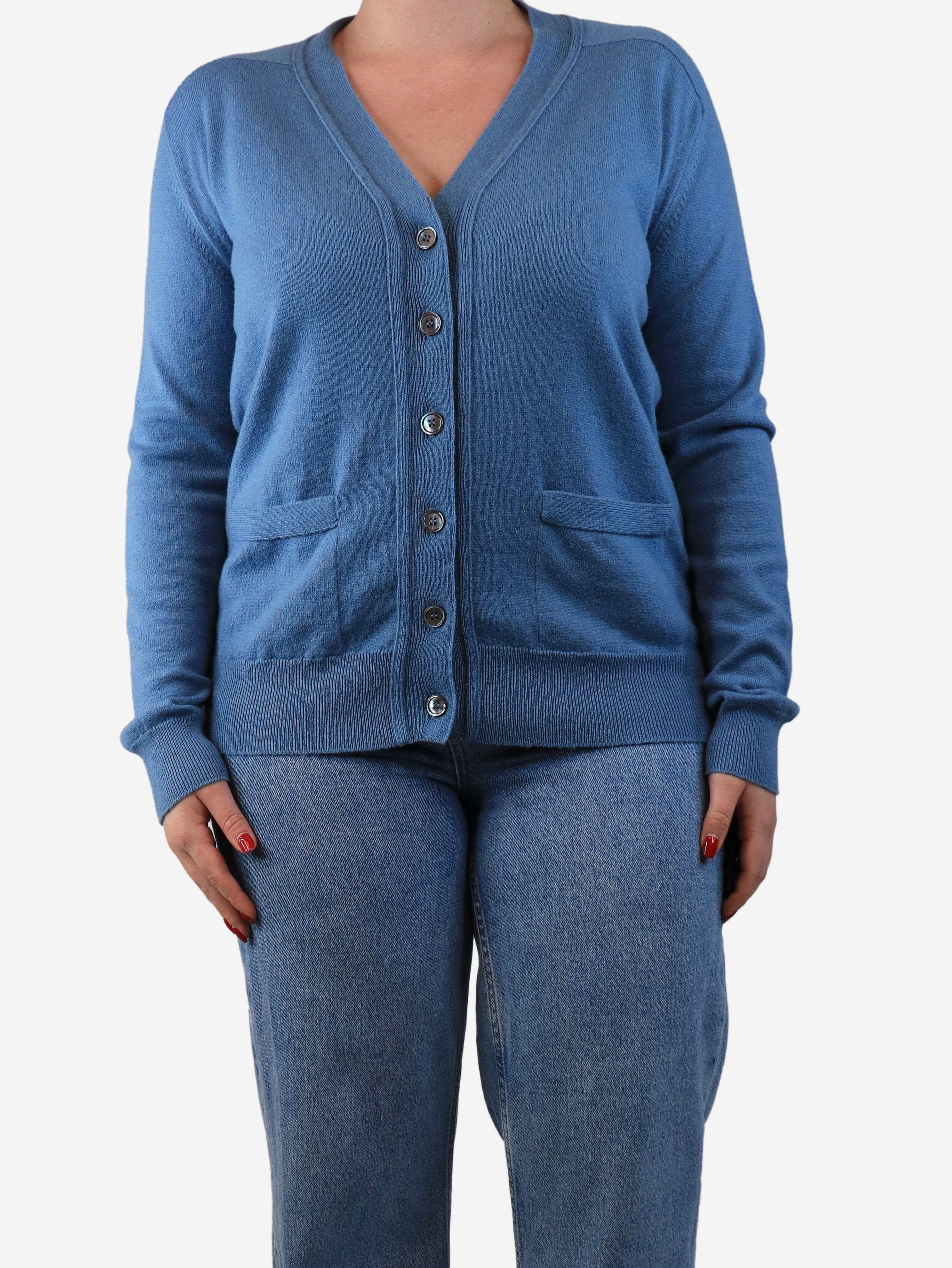 Blue Boyfriend Cardigan - Size L | Cozy Oversized Sweater for Women | Perfect for Casual Outfits, Layering & Fall Fashion