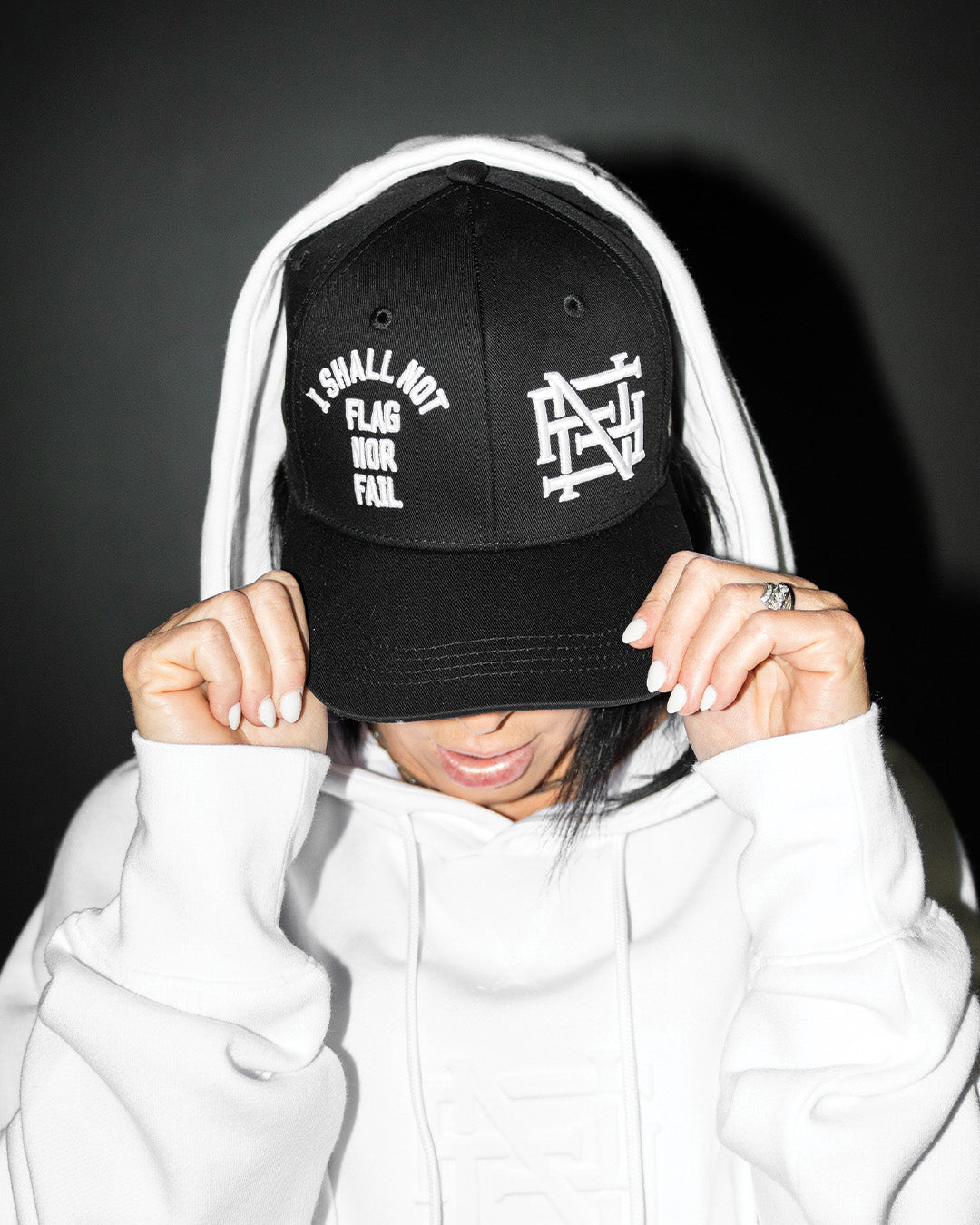 Embroidered Anthem Hat - White & Black | Adjustable Baseball Cap for Men & Women | Perfect for Sports, Outdoor Activities & Casual Wear