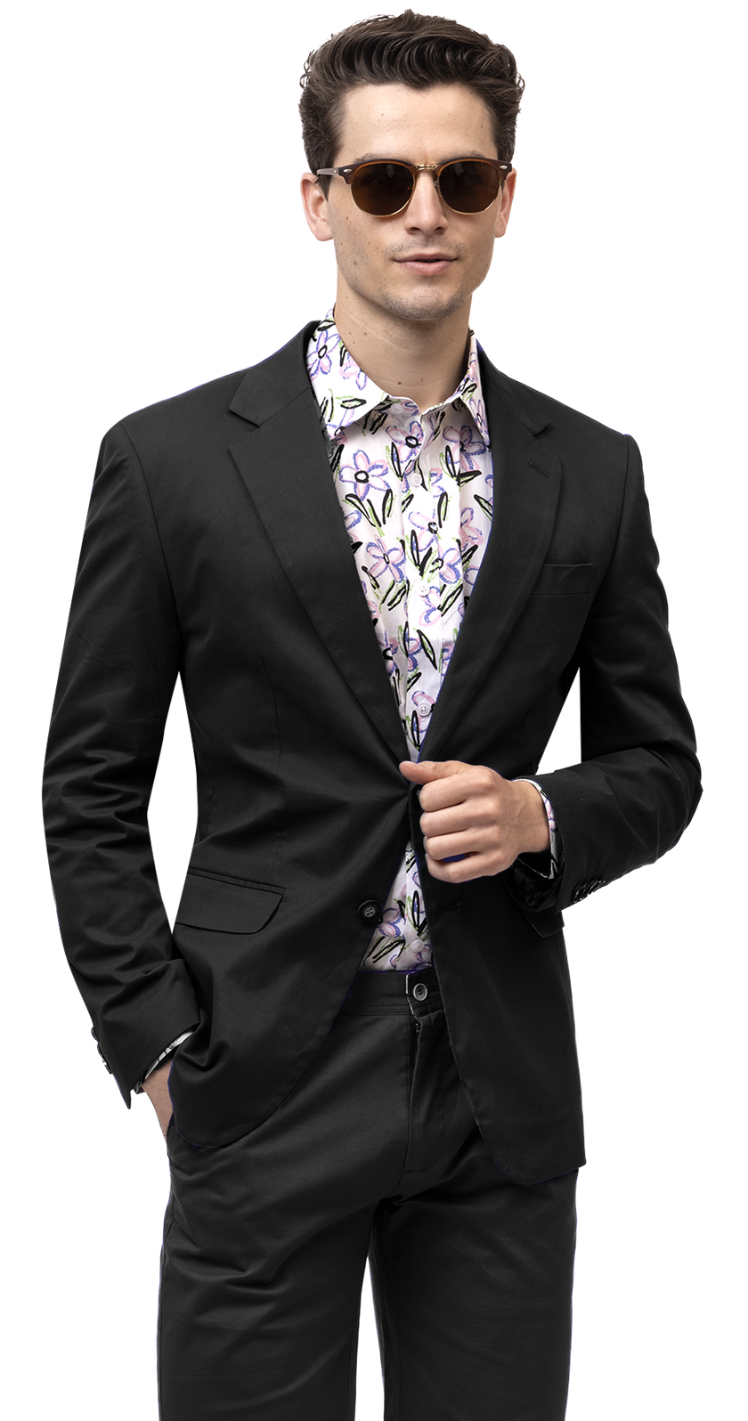 EJ Samuel Men's Black Solid Chino Blazer Jacket - Slim Fit Business Casual Sport Coat for Office, Weddings & Formal Events
