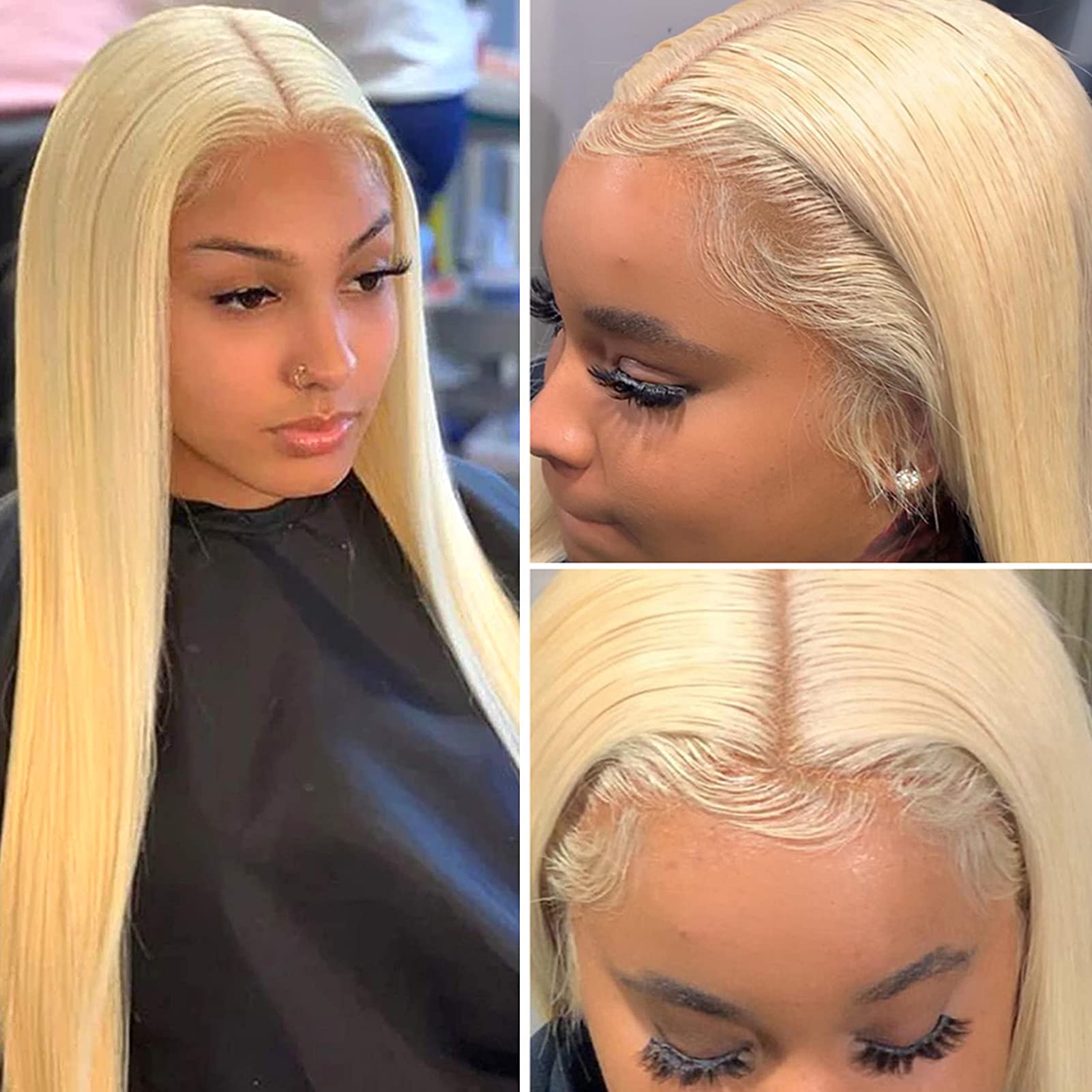 Ubetta 13x6 Brazilian Straight Lace Front Wig - 150% Density Blonde 613 Human Hair with Bleached Knots & Baby Hair | Pre-Plucked Lace Frontal Wig for Black Women (16 Inch) | Perfect for Daily Wear, Cosplay, and Special Occasions