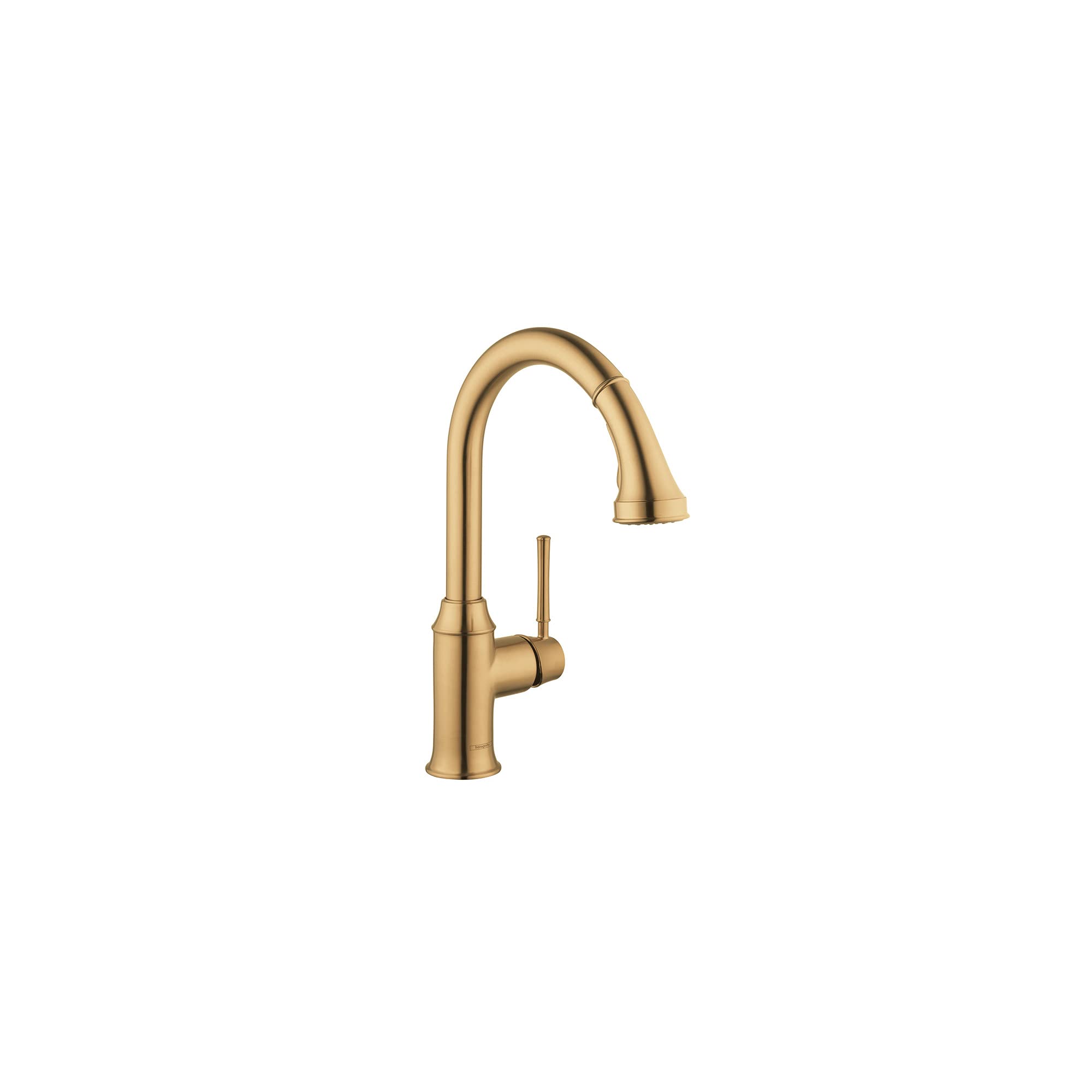 Hansgrohe Talis C Gold High Arc Kitchen Faucet with Pull Down Sprayer - Brushed Gold Finish - Modern Touchless Design for Easy Cleaning (Model 04215250) - Perfect for Contemporary Kitchens, Restaurants & Food Prep Areas