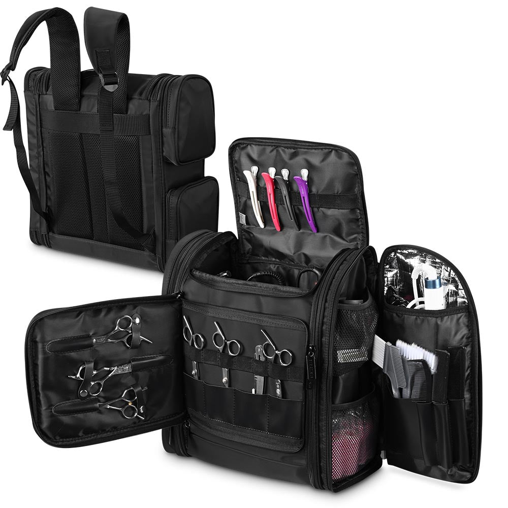 Professional Barber Bag & Makeup Backpack for Hairstylists & Artists - Waterproof Travel Organizer for Salon Tools, Cosmetics & Hair Accessories - Perfect for Mobile Stylists, Salon Professionals & Makeup Artists On-The-Go