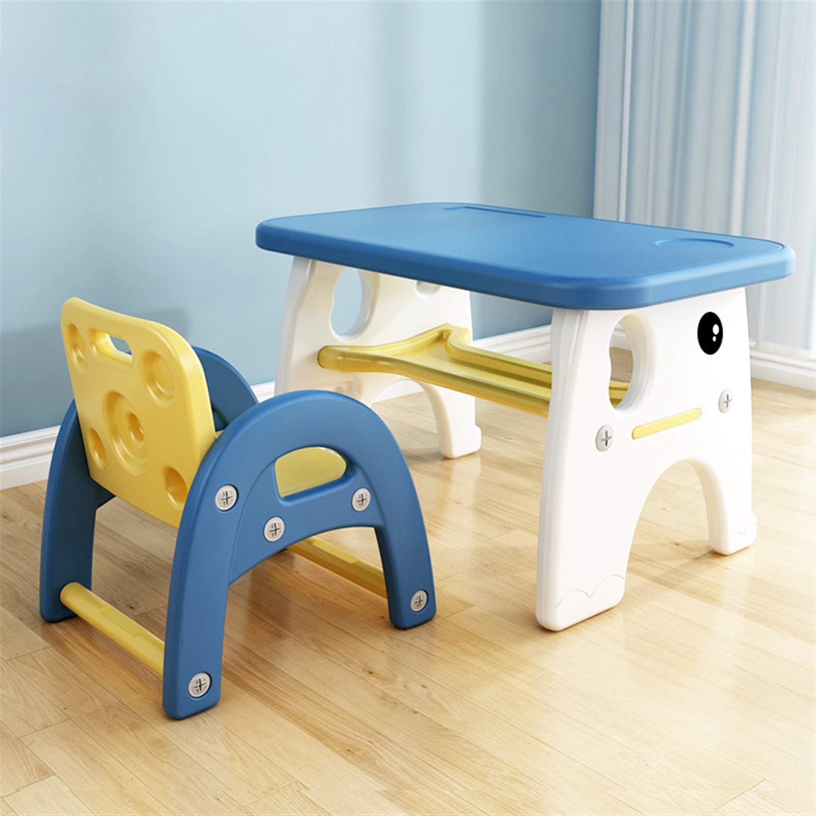 Kids Desk and Chair Set - Adjustable Children's Activity Table with Strong Bearing Capacity, Art & Dining Table, Writable Surface - Perfect for Study, Drawing & Playtime (Yellow)