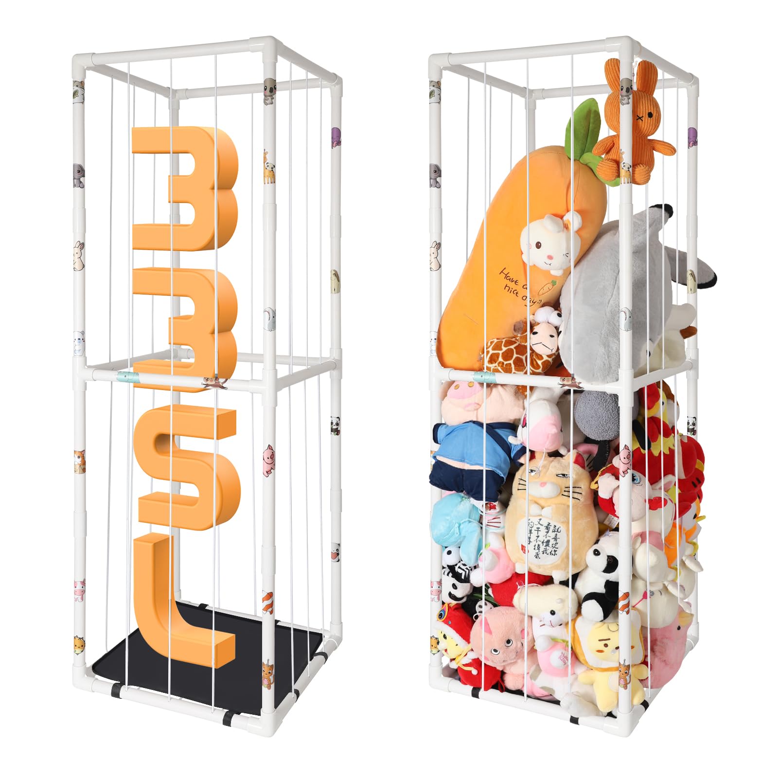 Extra Large Stuffed Animal Storage Organizer - Premium PVC Corner Toy Hammock with Elastic Cord Holds 150+ Plush Toys | Perfect for Playroom, Nursery & Birthday Gifts | Space-Saving Kids' Room Organization Solution