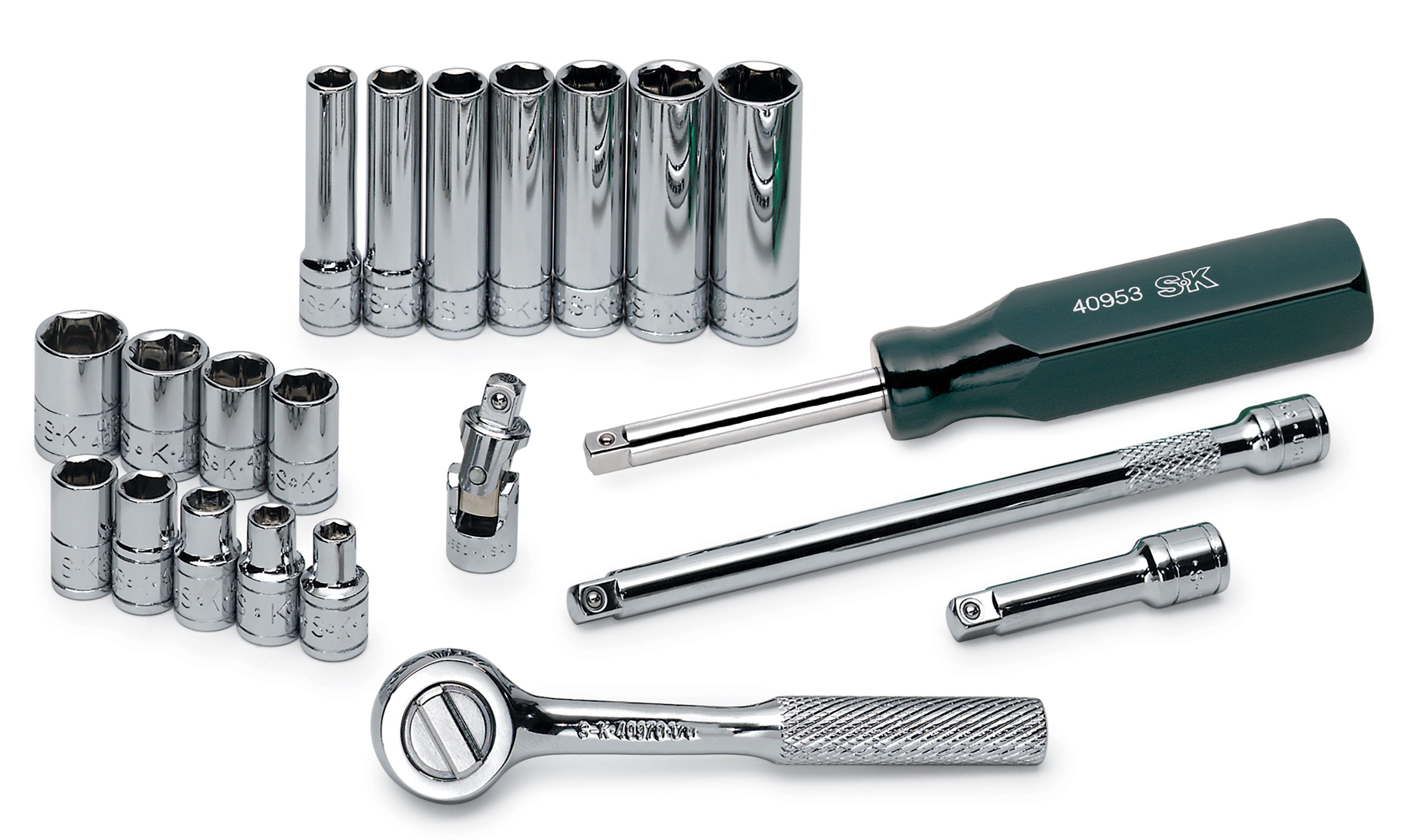 21-Piece 1/4-Inch Drive 6-Point Standard & Deep Fractional Chrome Socket Set - Perfect for Automotive Repairs, DIY Projects, and Home Maintenance