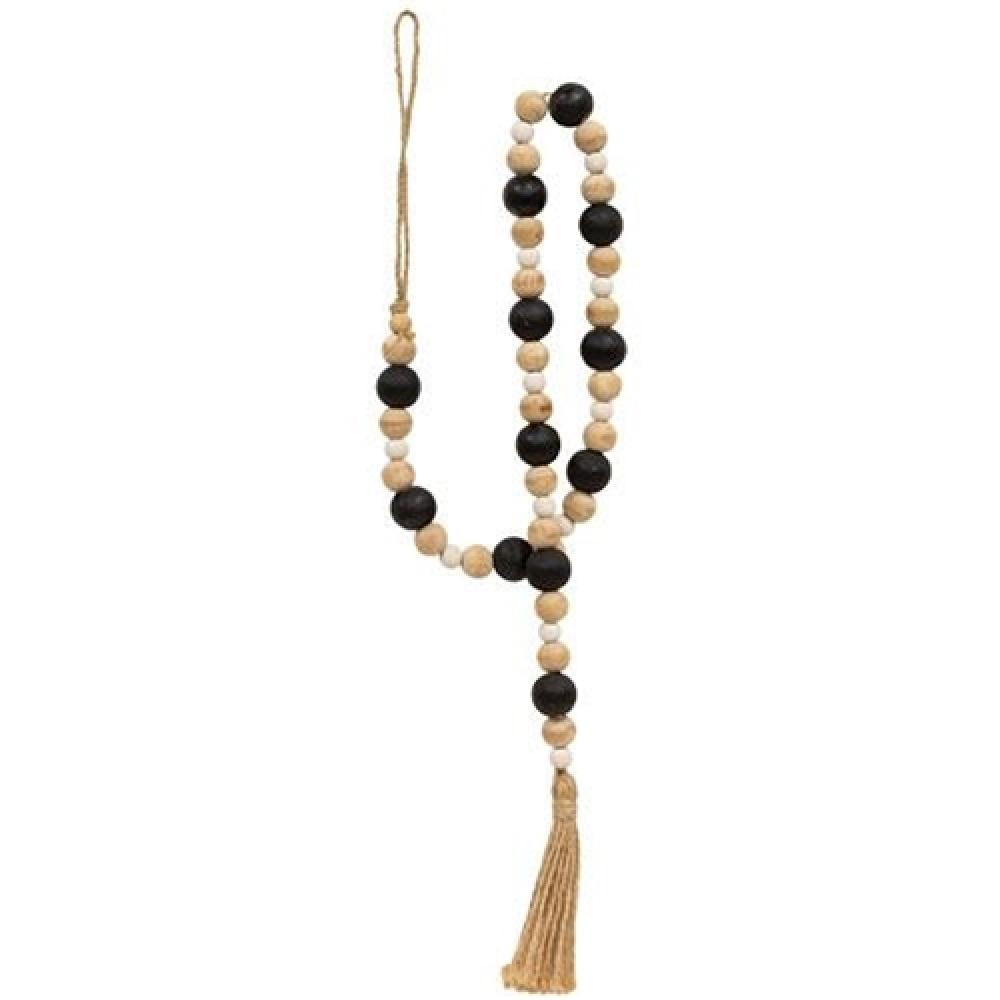 Black and White Wooden Bead Garland - 34 Inch Natural Wood Bead Strand for Home Decor, Wedding, Party, Christmas Tree & Boho Style Room Decoration