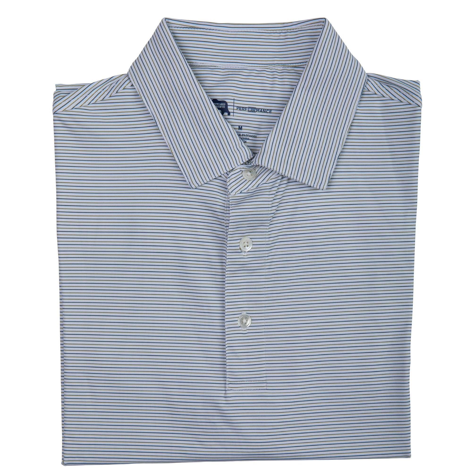 Tour Stripe Performance Polo Shirt for Men - Moisture-Wicking & Breathable - Olive Drab/Collegiate Blue - Perfect for Golf, Tennis & Casual Wear