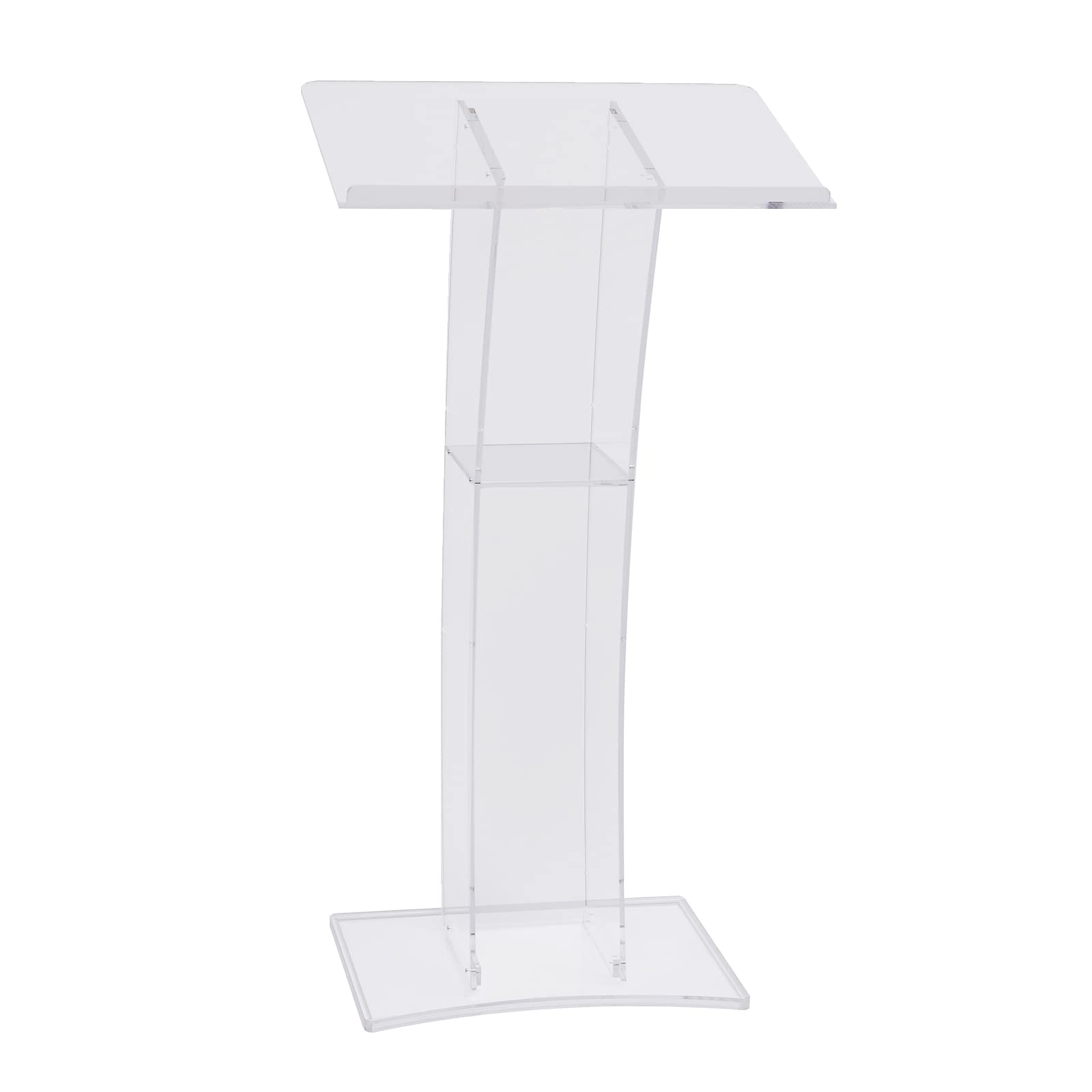 Acrylic Slanted Speaker Podium Lectern - Curved Plexiglass Transparent Pulpit for Church, Lectures, Recitals & Presentations | Perfect for Classrooms, Conferences & Worship Services