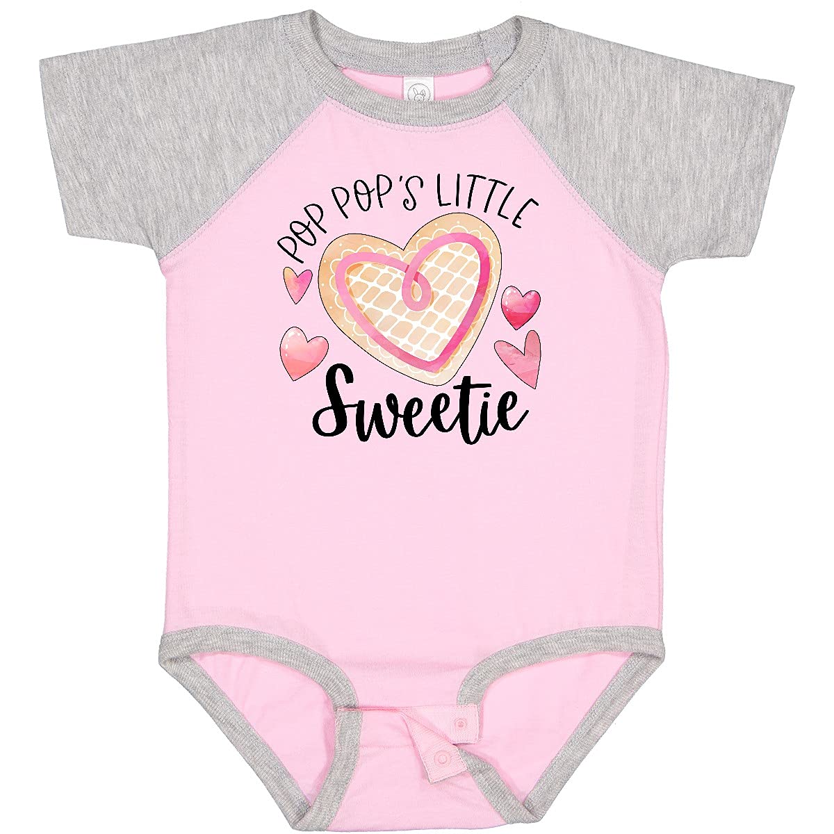 Inktastic Pop Pop's Little Sweetie Pink Heart Cookie Baby Bodysuit - Cute Outfit for Newborns, Infants & Toddlers - Perfect for Family Photos, Holidays & Special Occasions