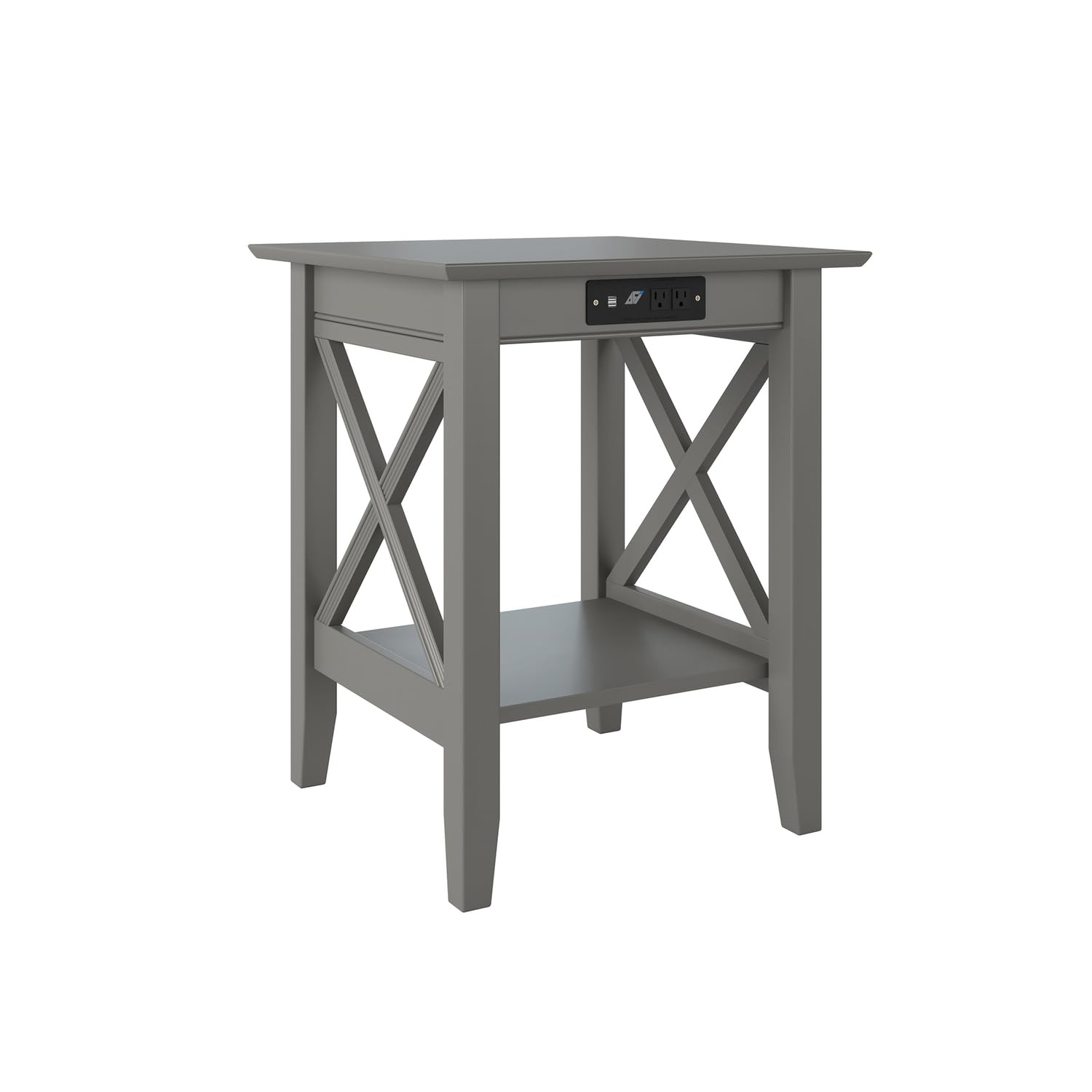 AFI Lexi Printer Stand with Charging Station - Adjustable Height Grey Home Office Desk Organizer for Printer, Laptop & Phone Charging | Perfect for Small Spaces & Workspaces