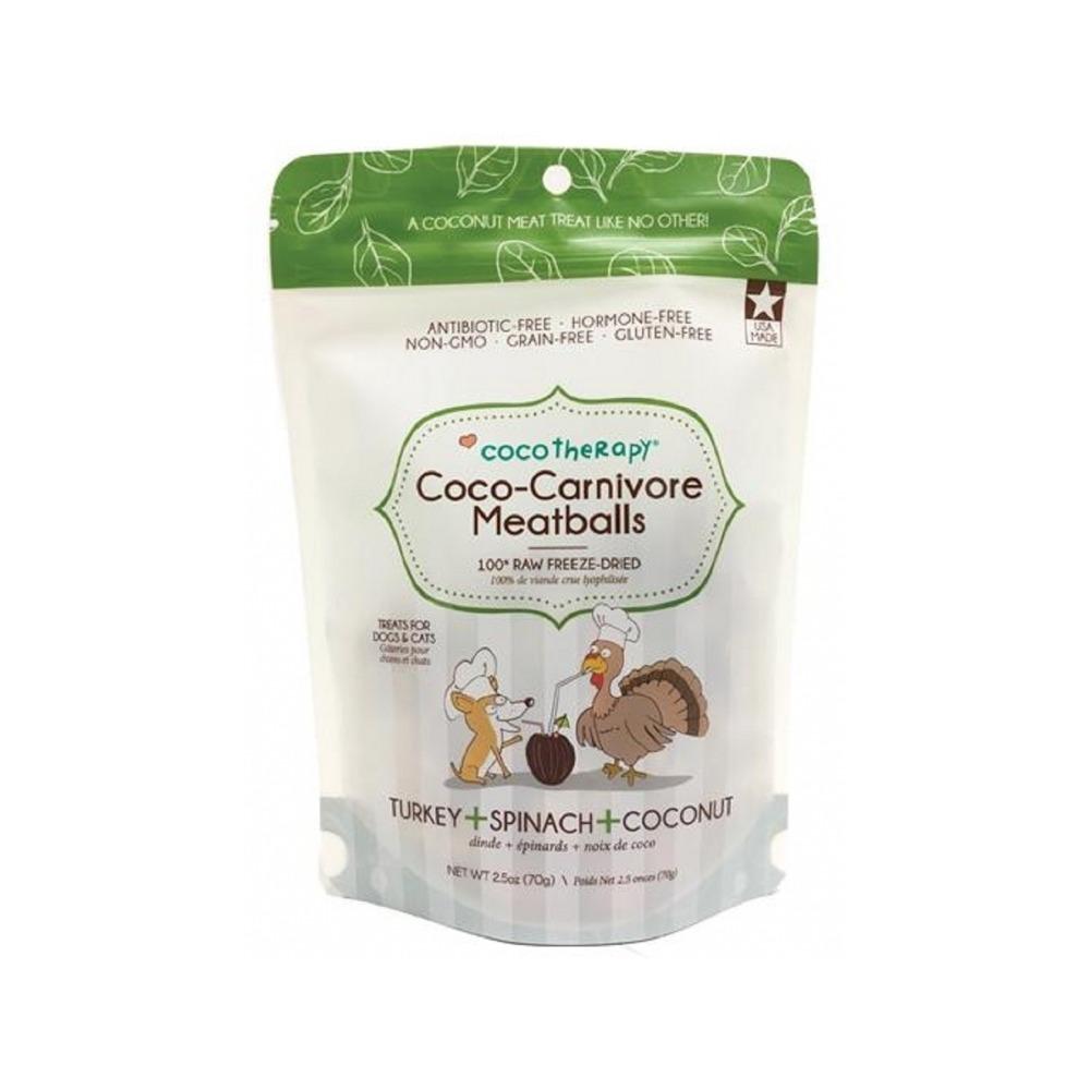 Freeze Dried Turkey, Spinach & Coconut Meatballs for Dogs & Cats - Coco Carnivore All-Natural Pet Treats | Perfect for Training, Rewards & Snack Time