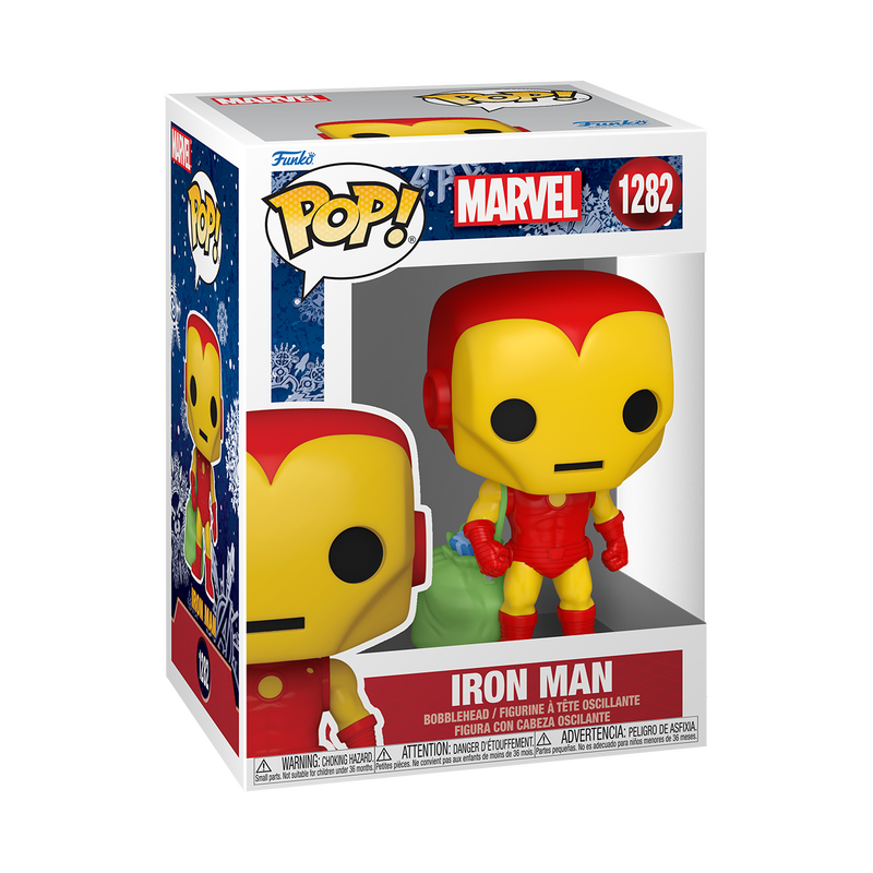 Iron Man Funko Pop Marvel Holiday 1282 with Protector Case - Collectible Action Figure for Marvel Fans, Christmas Gift, Office & Home Decor