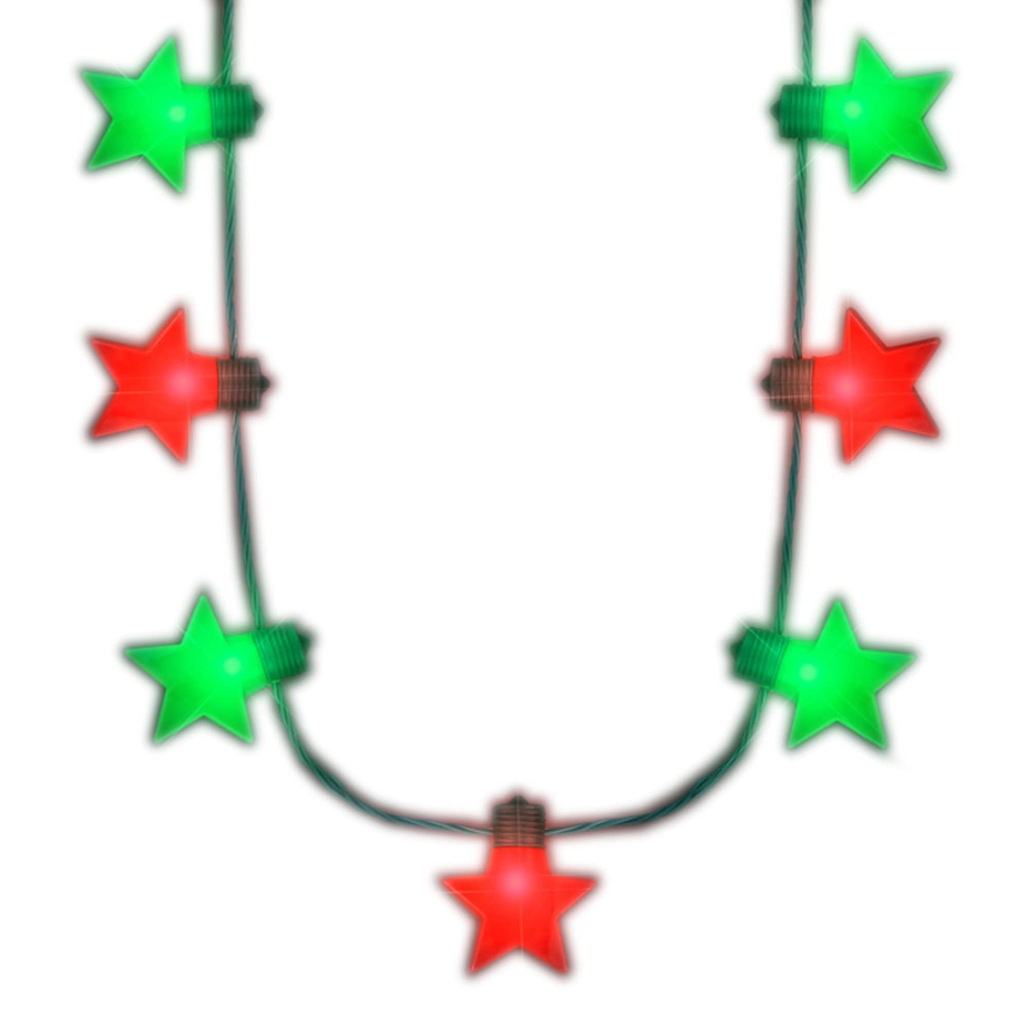 Blinkee Christmas Stars LED String Lights Necklace - Red & Green Holiday Light Up Jewelry for Christmas Parties, Festive Events & Winter Celebrations