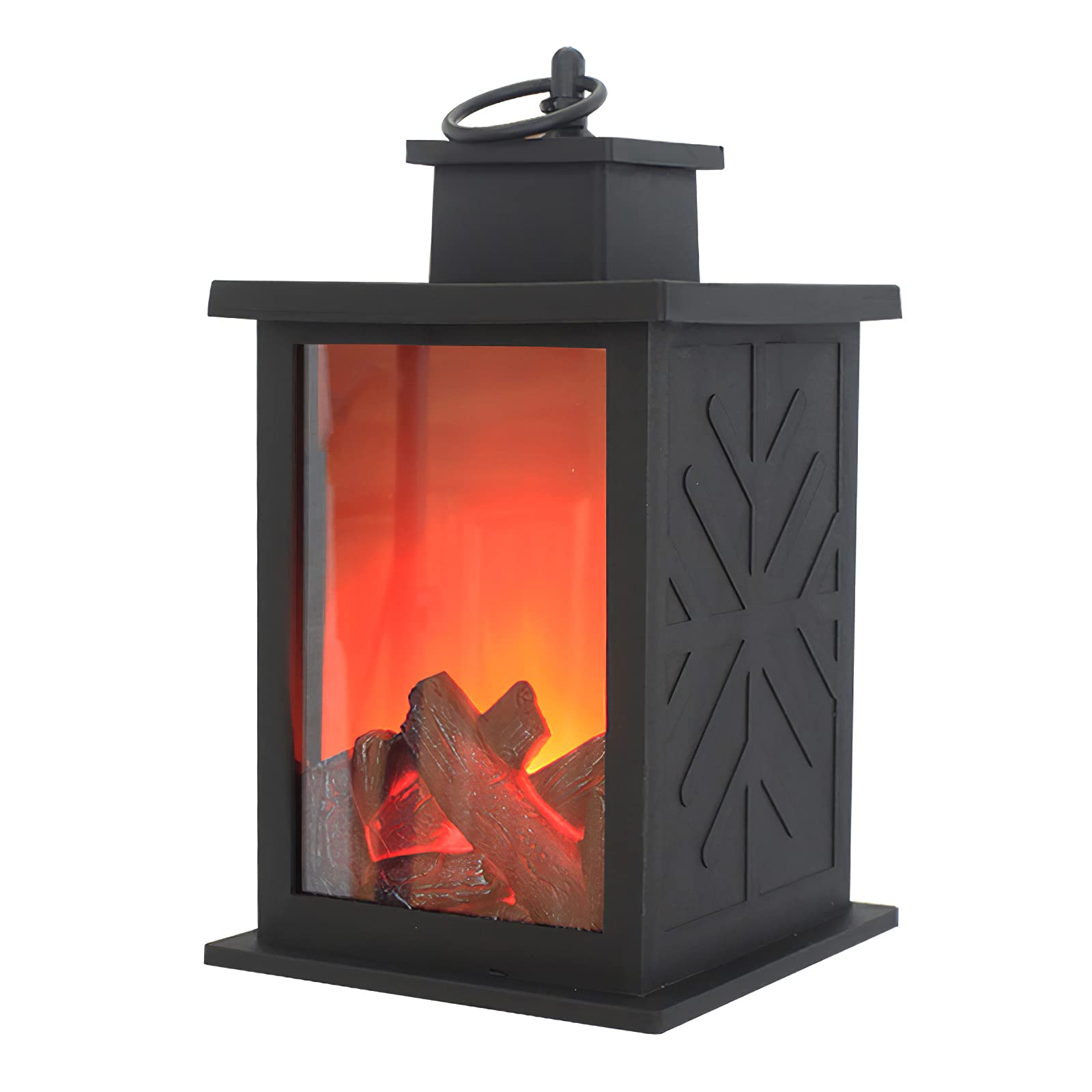 LED Desktop Lamp with Realistic Charcoal & Fire Effect - Warm White Light, Battery Powered, Timer Function - Perfect for Home, Office, and Bedroom Decor