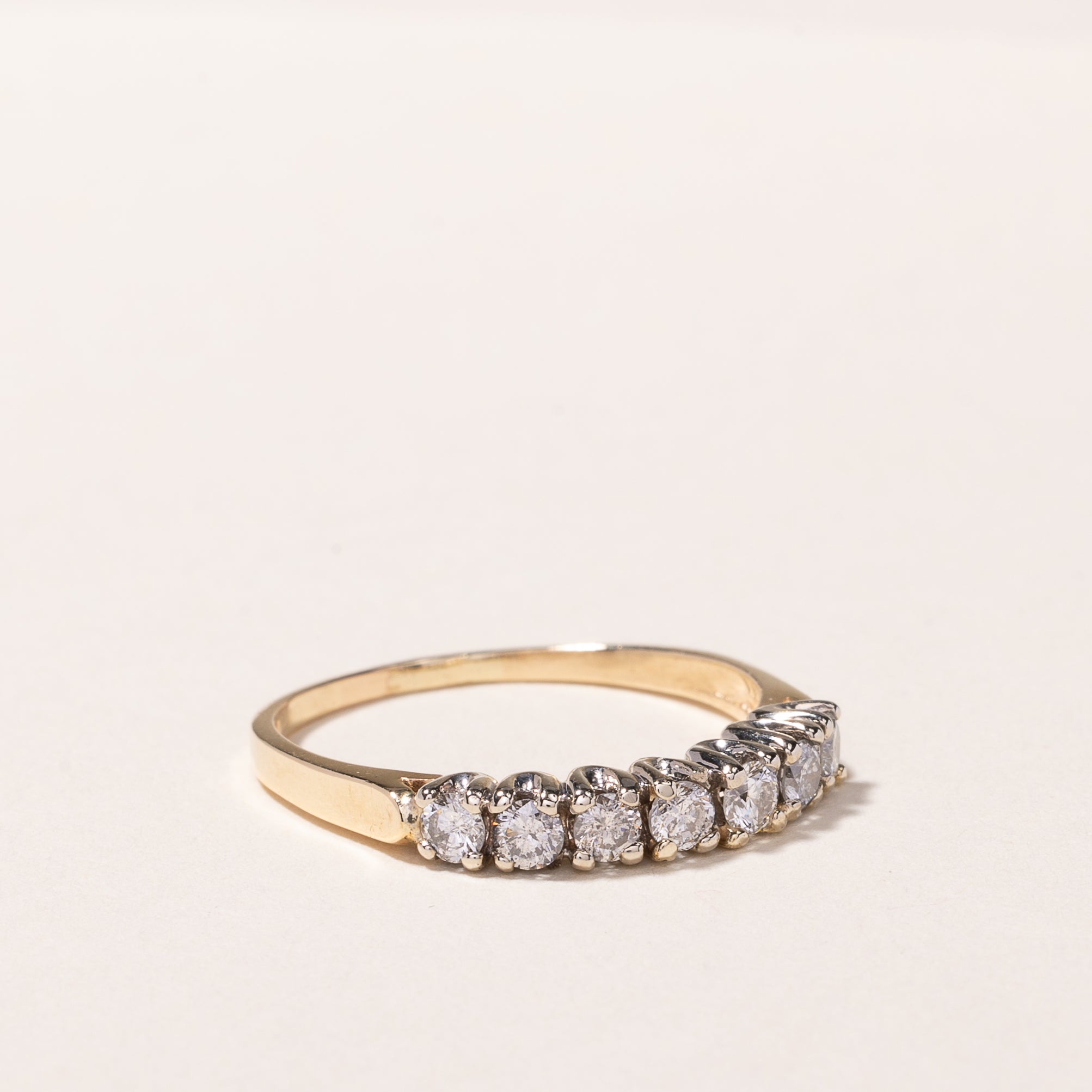 14K Yellow Gold Single Row Diamond Ring - 0.42 Carat Total Weight (CTW) | Size 8.5 | Elegant Wedding Band, Anniversary Gift for Her, Promise Ring for Women