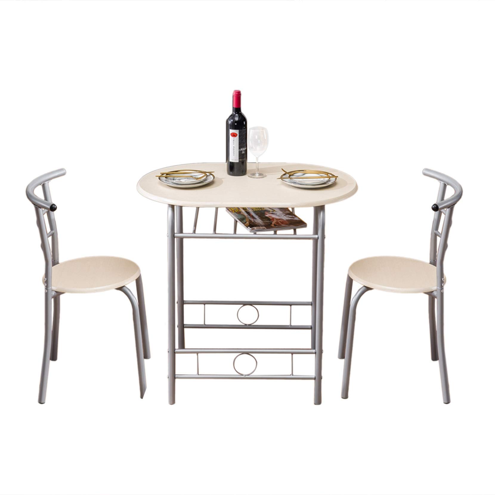 AUTOKOLA Full Love PVC Breakfast Table Set - Natural Wooden Table & 2 Chairs for Kids, Perfect for Arts & Crafts, Snack Time, Homeschooling, Homework & Indoor Play - Compact Dining Furniture for Small Spaces
